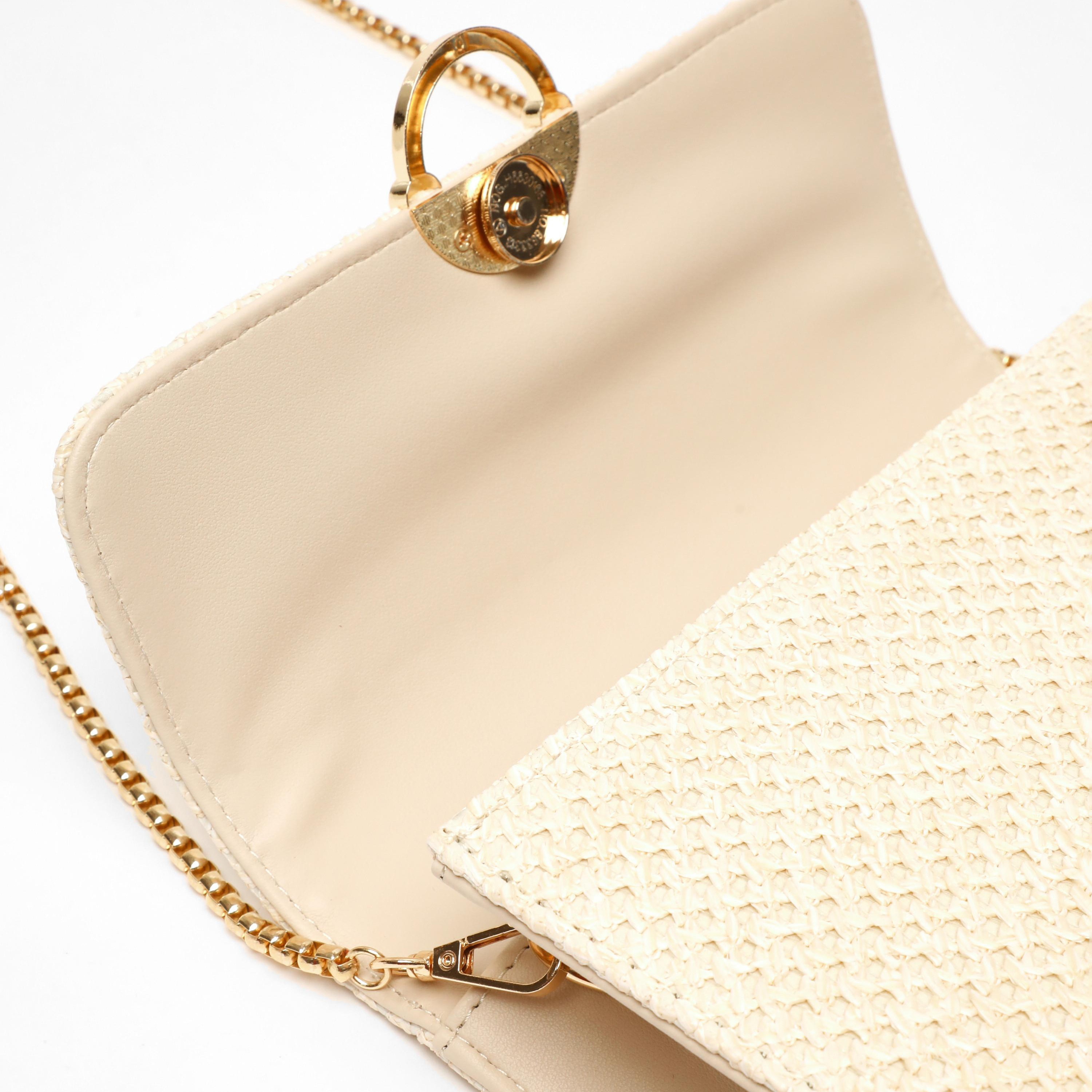 Quiz Textured Crossbody Bag with Magnetic Closure and Chain Adjustable Strap-women-bagsandwallets-handbags-image-3