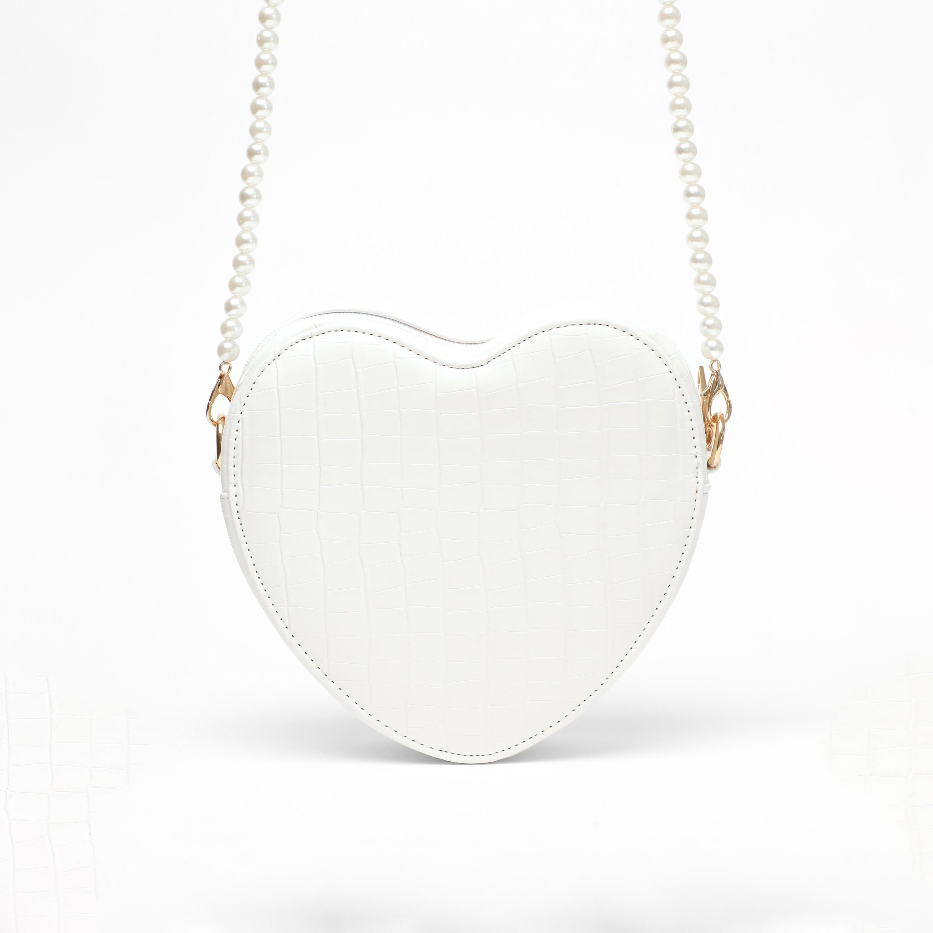Quiz Metallic Croc Finish Textured Crossbody Bag with Zip Closure and Pearl Detachable Strap-women-bagsandwallets-handbags-image-1