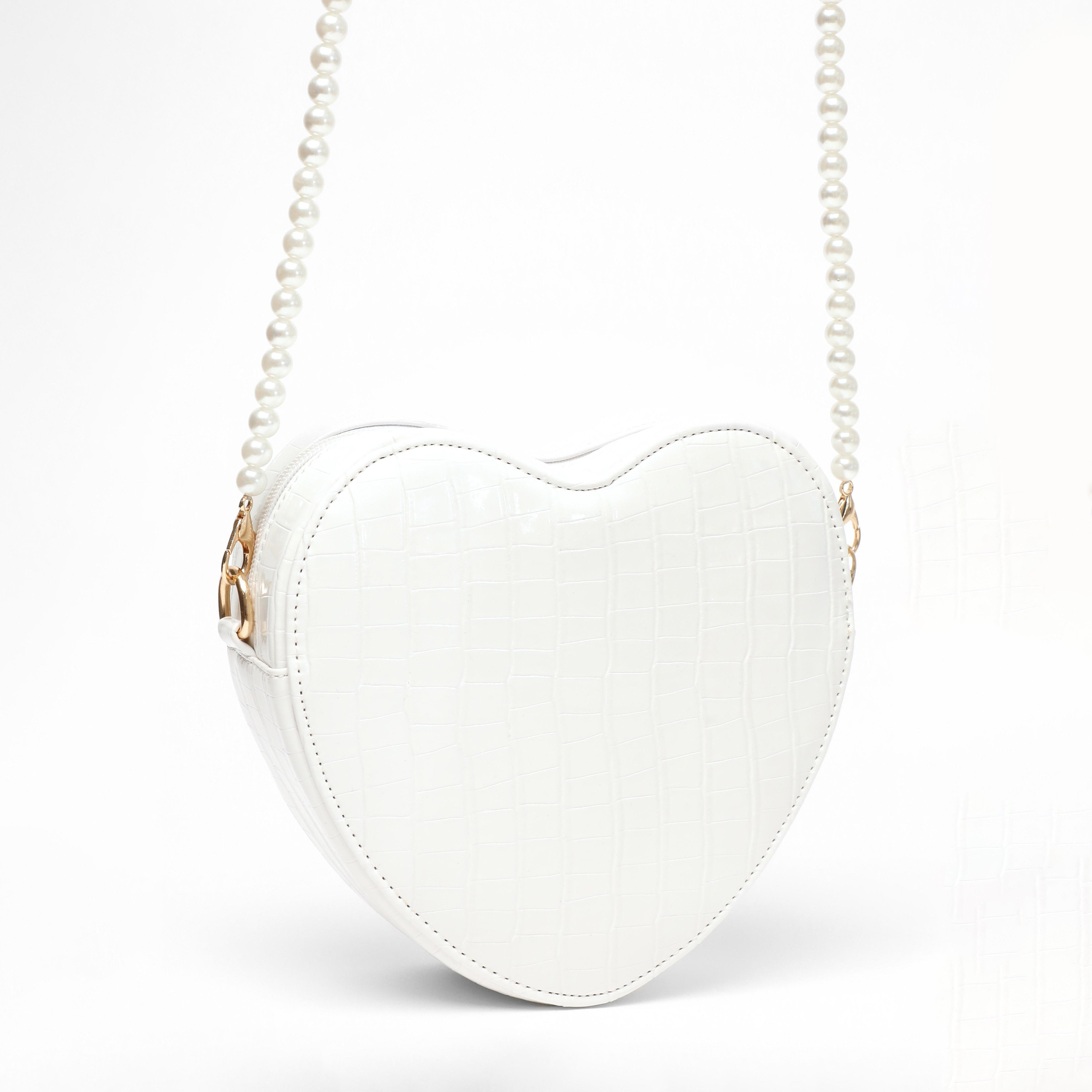 Quiz Metallic Croc Finish Textured Crossbody Bag with Zip Closure and Pearl Detachable Strap-women-bagsandwallets-handbags-image-2