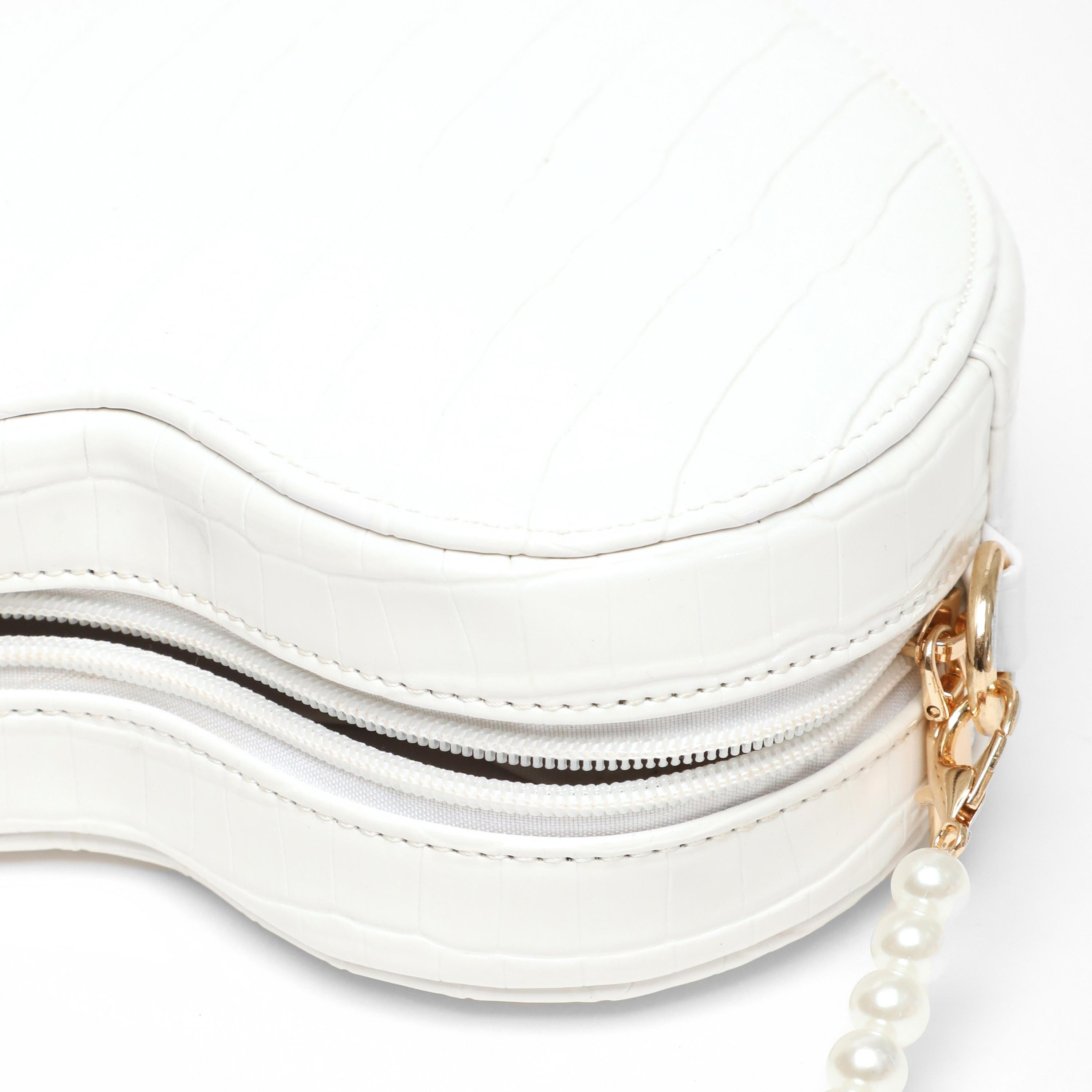 Quiz Metallic Croc Finish Textured Crossbody Bag with Zip Closure and Pearl Detachable Strap-women-bagsandwallets-handbags-image-3