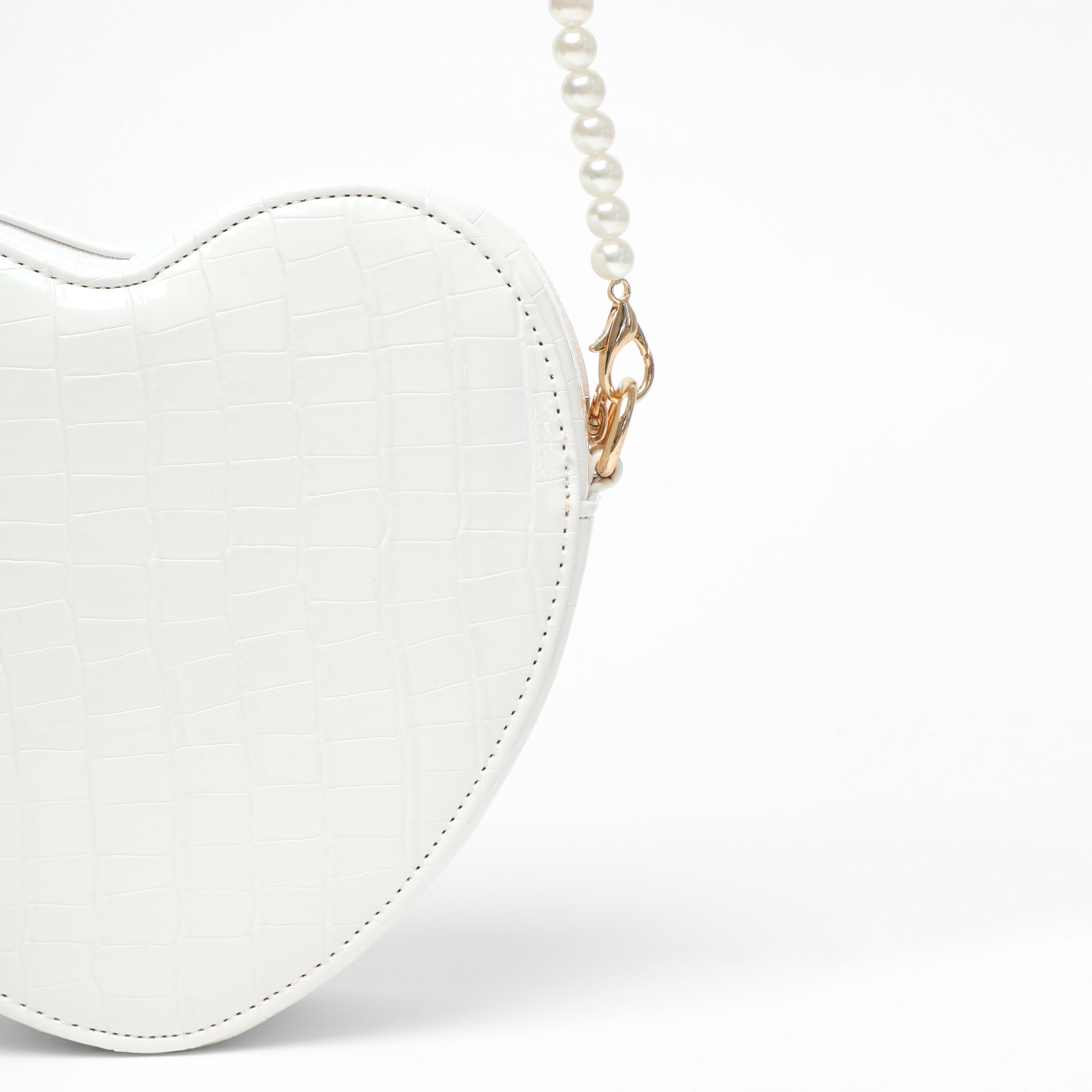 Quiz Metallic Croc Finish Textured Crossbody Bag with Zip Closure and Pearl Detachable Strap-women-bagsandwallets-handbags-image-5