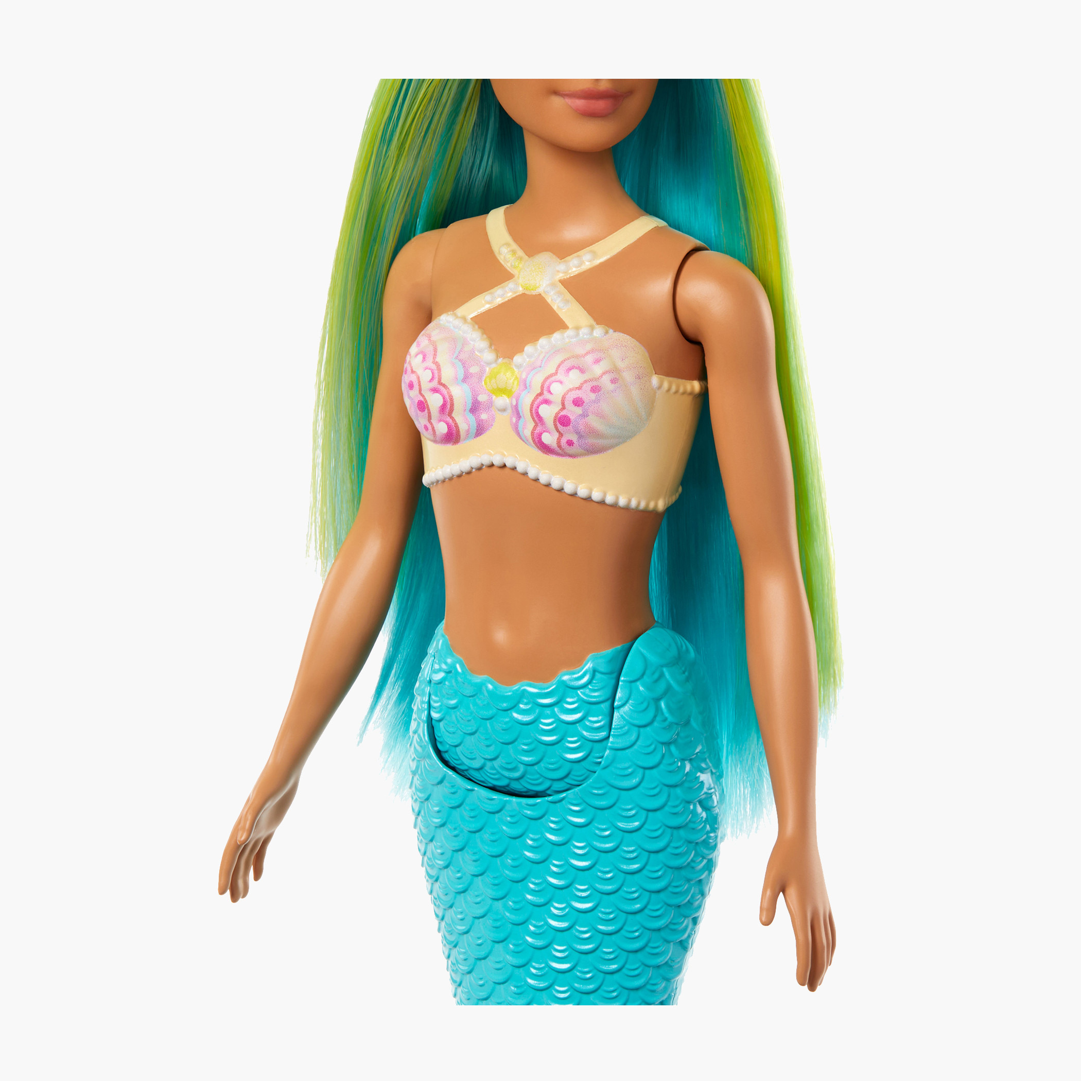 Barbie Mermaid Doll with Two-Tone Blue and Yellow Fantasy Hair and Accessory, Toy with Shell Bodice-toys-dollsandplaysets-dolls-image-3