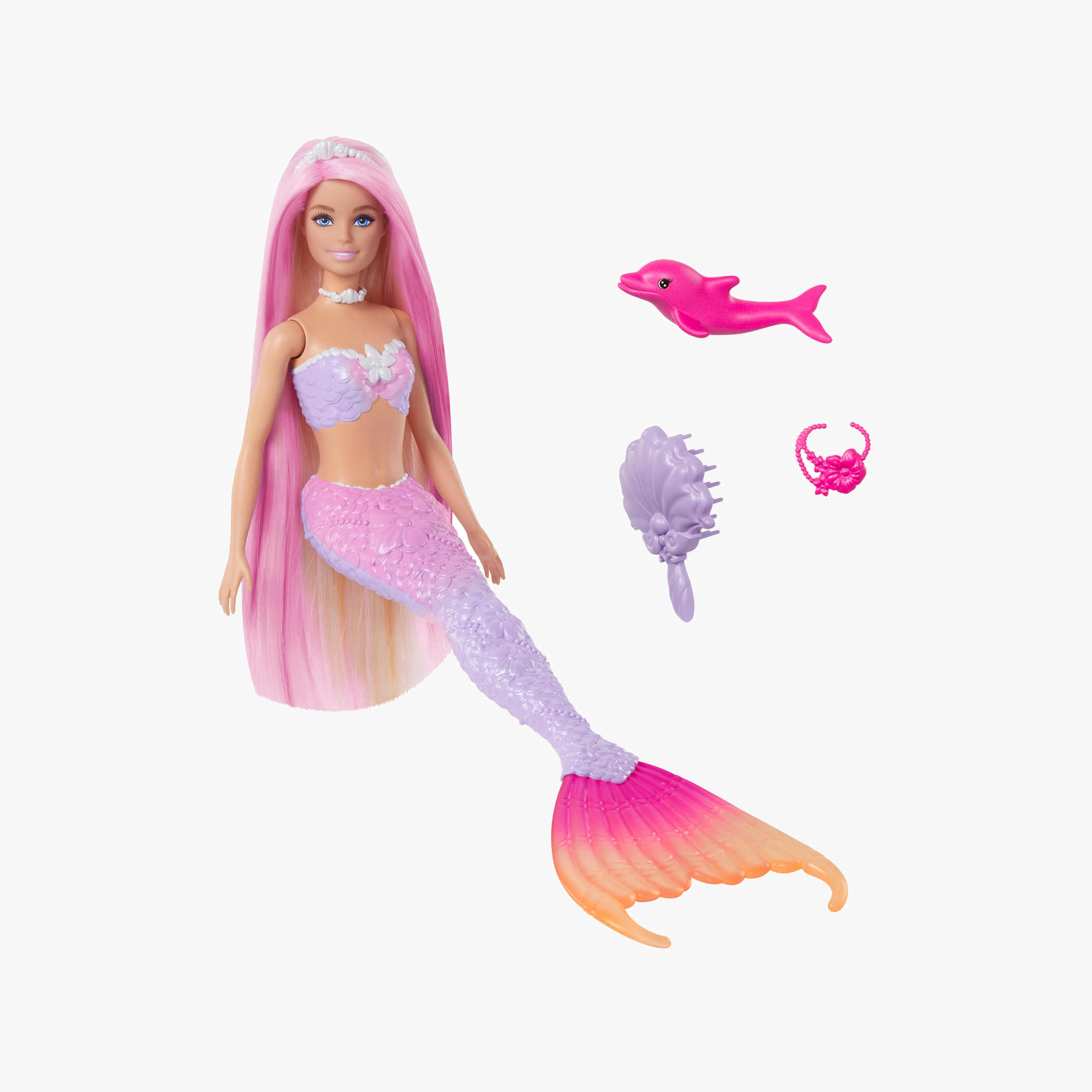 Barbie Mermaid Doll, “Malibu” with Pink Hair, Accessories, Dolphin and Water-Activated Color Change-toys-dollsandplaysets-dollplaysets-image-1