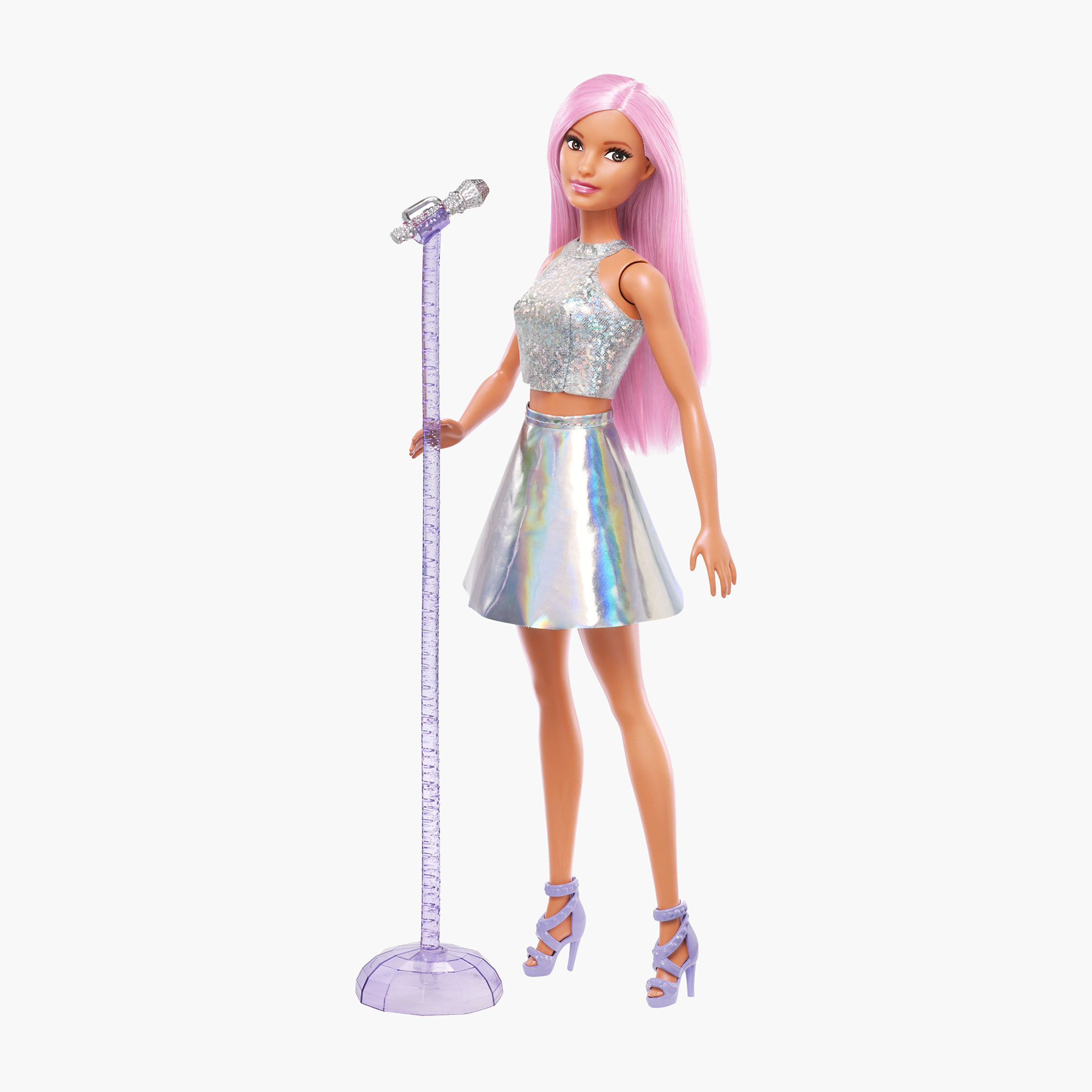 Barbie Pop Star Doll In Iridescent Skirt with Microphone and Pink Hair, Gift for 3 to 7 Year Olds-toys-dollsandplaysets-dolls-image-1