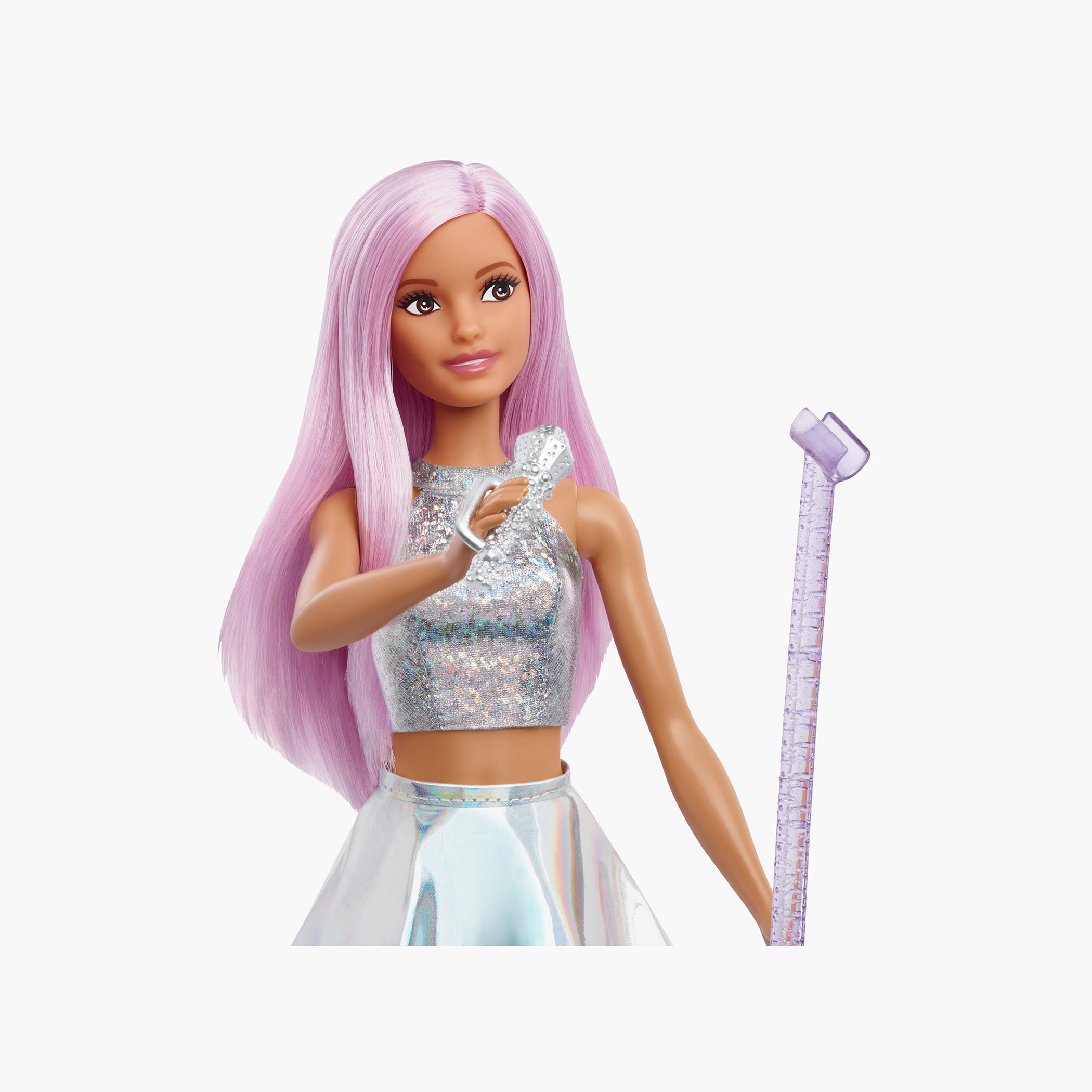 Barbie Pop Star Doll In Iridescent Skirt with Microphone and Pink Hair, Gift for 3 to 7 Year Olds-toys-dollsandplaysets-dolls-image-2