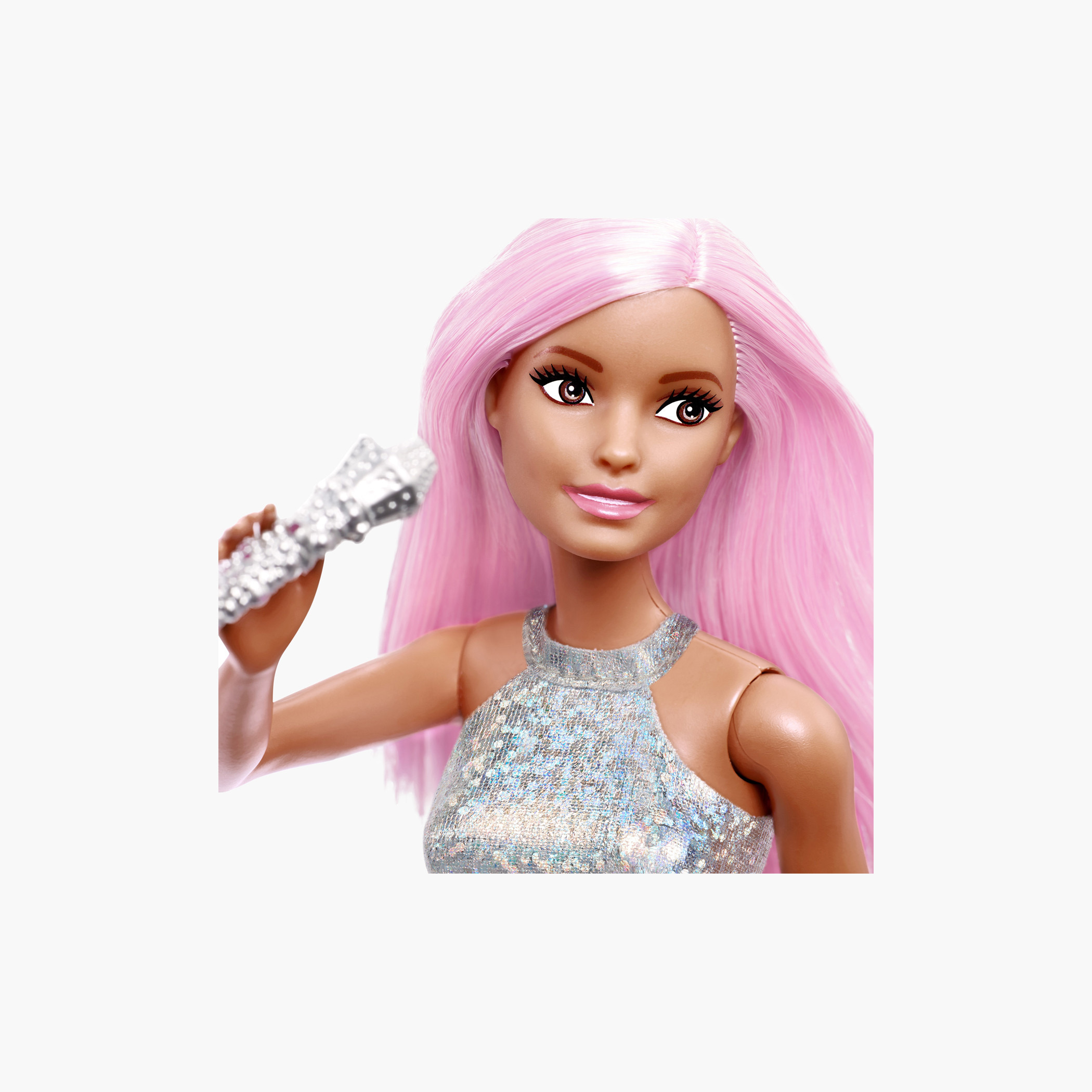 Barbie Pop Star Doll In Iridescent Skirt with Microphone and Pink Hair, Gift for 3 to 7 Year Olds-toys-dollsandplaysets-dolls-image-4
