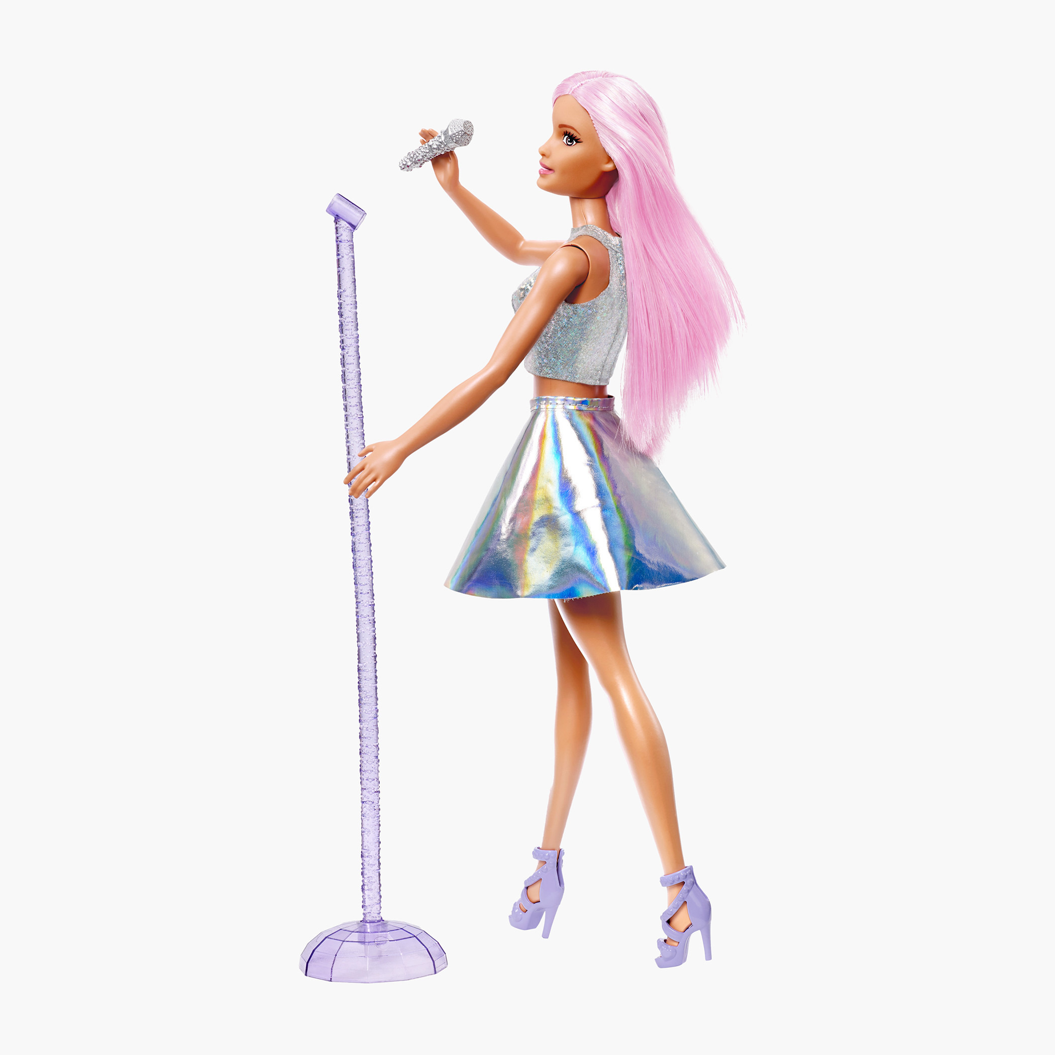 Barbie Pop Star Doll In Iridescent Skirt with Microphone and Pink Hair, Gift for 3 to 7 Year Olds-toys-dollsandplaysets-dolls-image-5