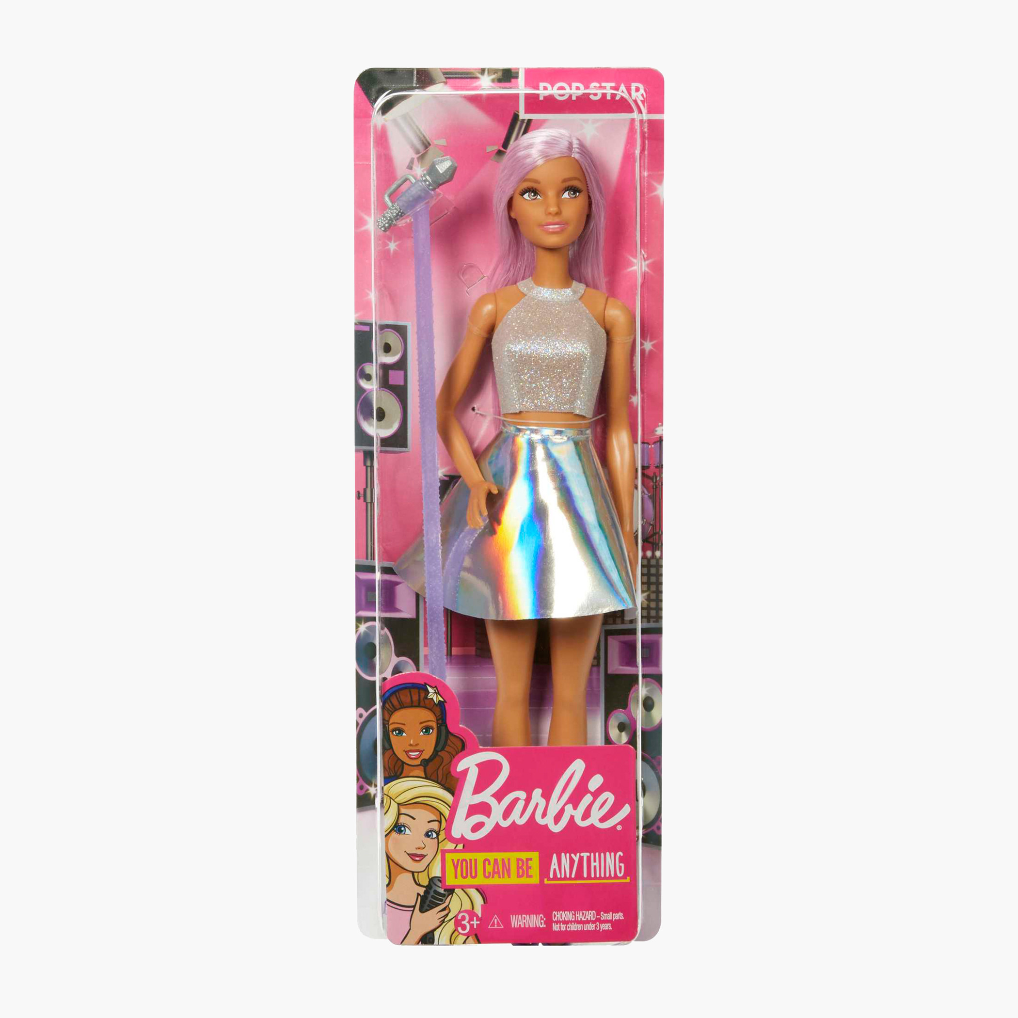 Barbie Pop Star Doll In Iridescent Skirt with Microphone and Pink Hair, Gift for 3 to 7 Year Olds-toys-dollsandplaysets-dolls-image-6