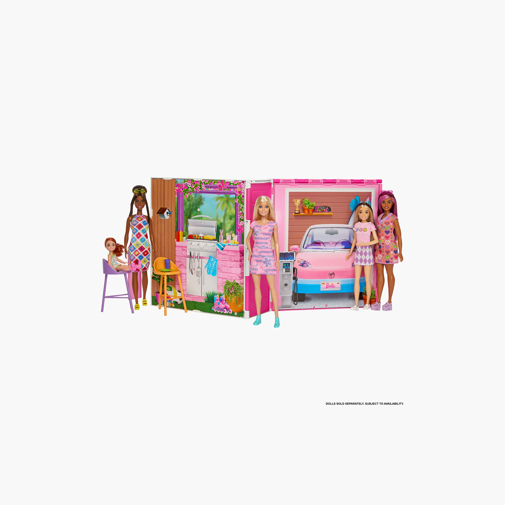 مجموعة لعب منزل عطلات الدمى مع 4 مناطق لعب وصالة و11 إكسسوار ديكور من باربي-toys-dollsandplaysets-dollplaysets-image-1