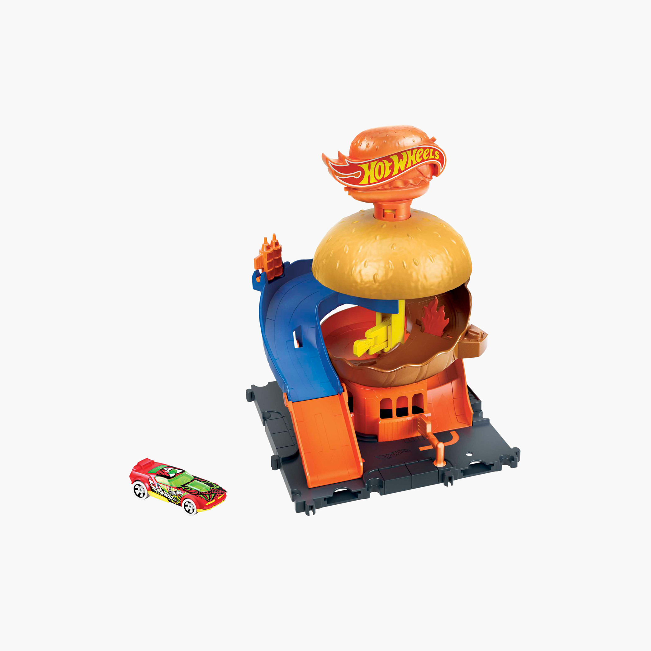 مجموعة لعب برجر بليتز سيتي داون تاون من هوت ويلز-toys-playvehicles-vehicleplaysets-image-1
