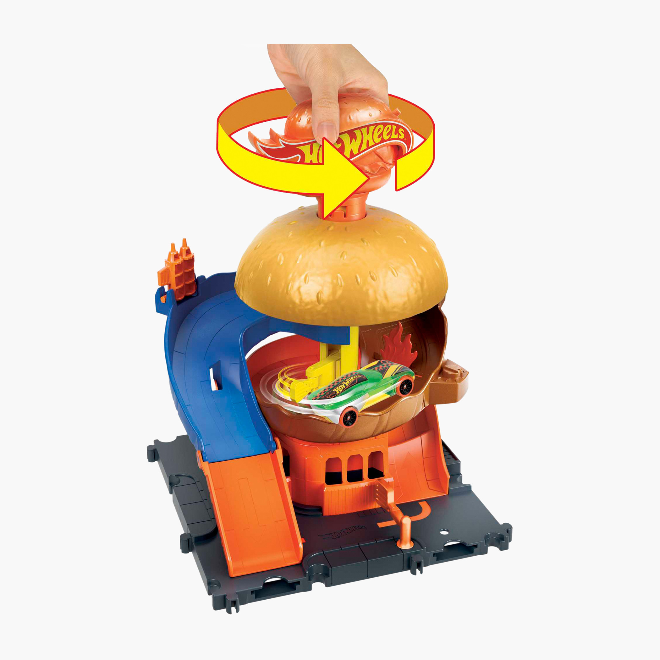 مجموعة لعب برجر بليتز سيتي داون تاون من هوت ويلز-toys-playvehicles-vehicleplaysets-image-3
