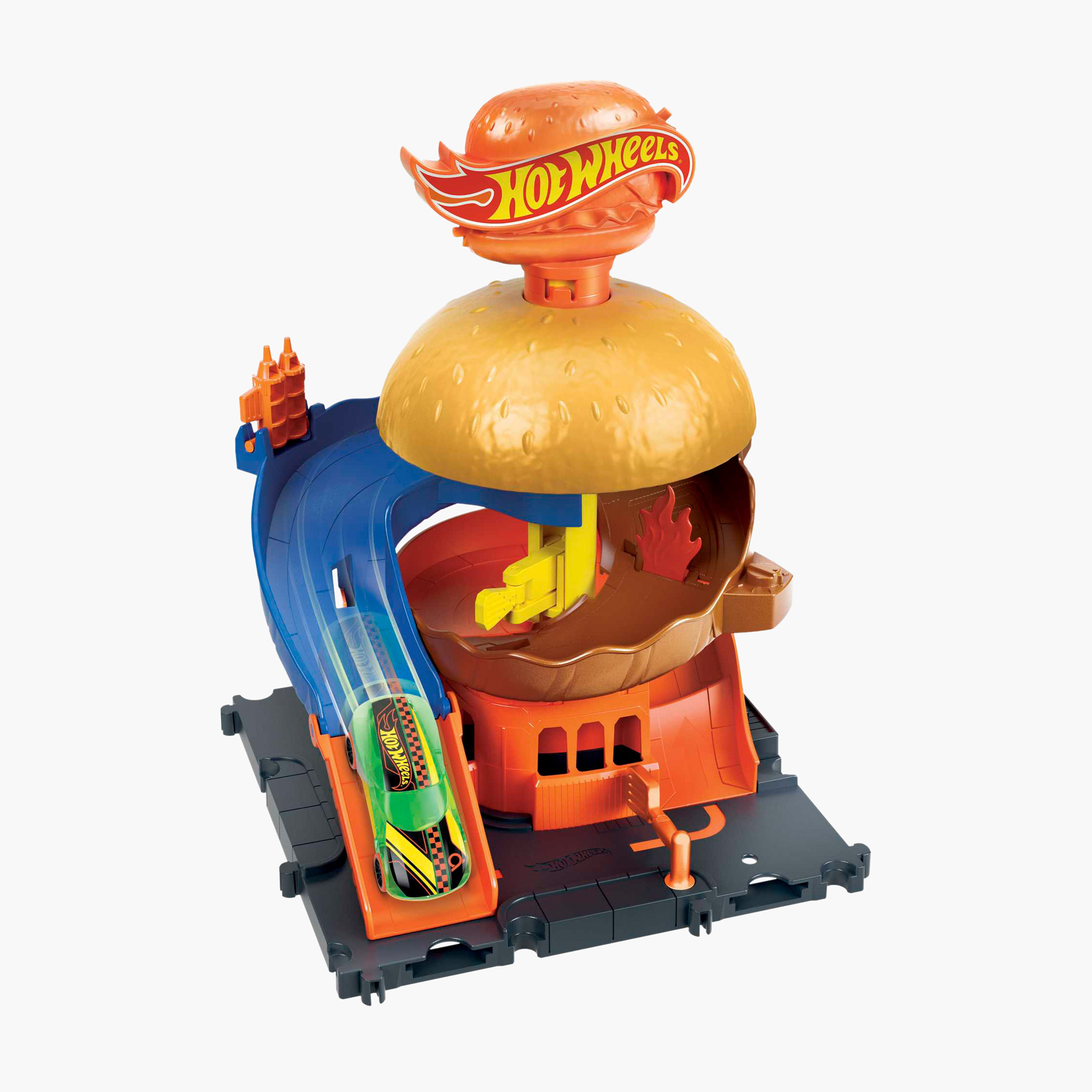 مجموعة لعب برجر بليتز سيتي داون تاون من هوت ويلز-toys-playvehicles-vehicleplaysets-image-5