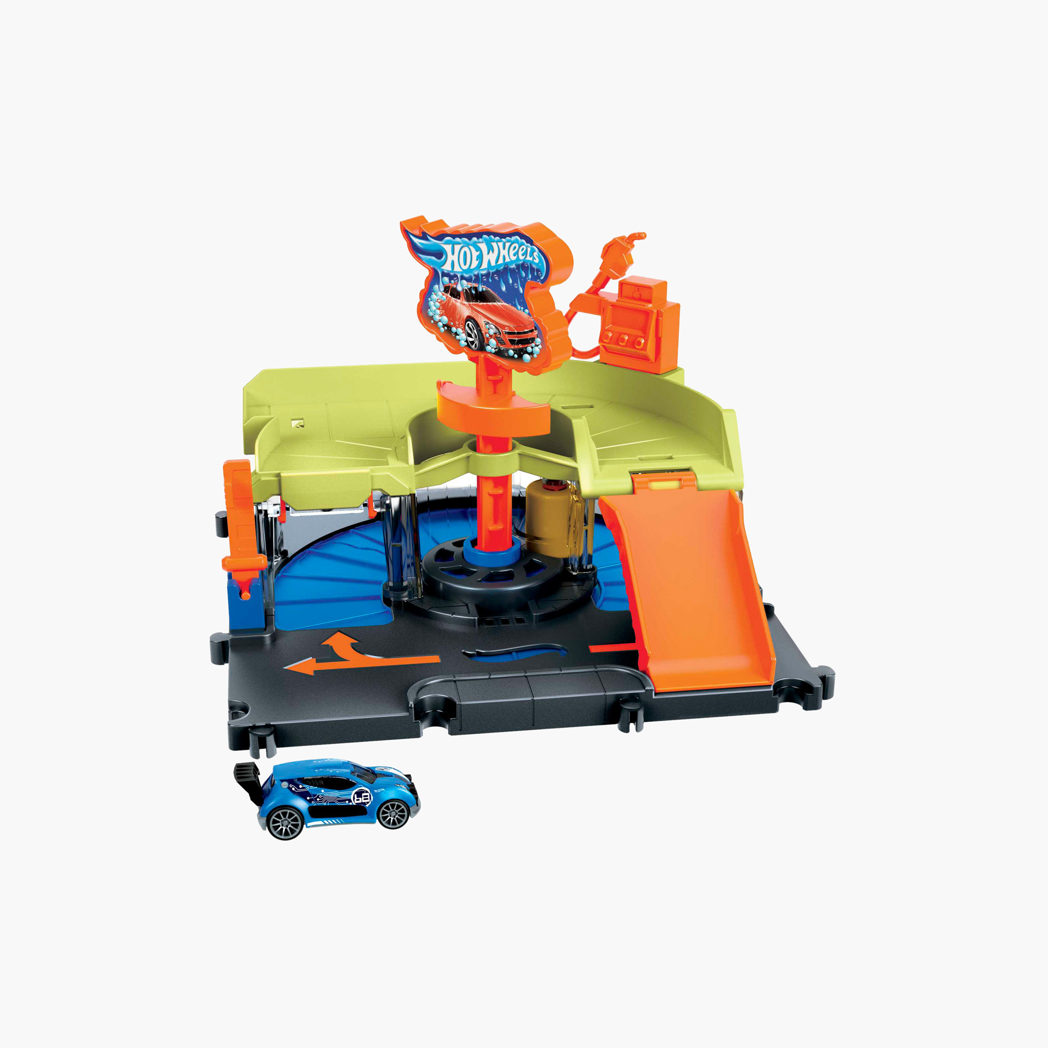 Hot Wheels City Toy Track Set, Express Car Wash Playset with 1:64 Scale, Foam Roller & Drying Flaps-toys-playvehicles-vehicleplaysets-image-1