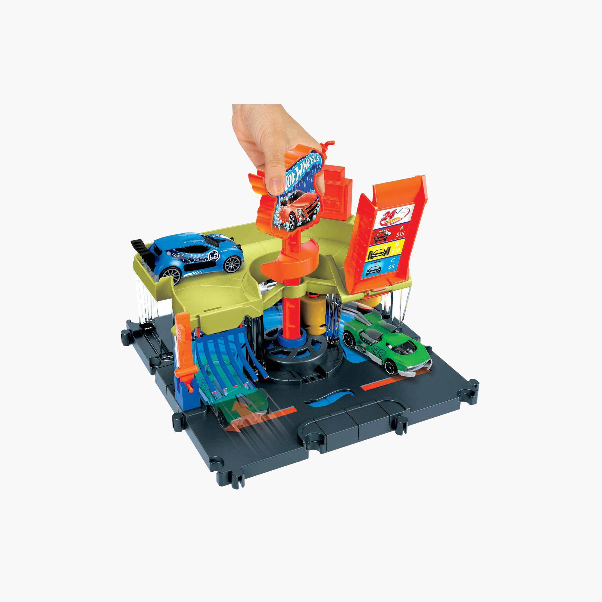 Hot Wheels City Toy Track Set, Express Car Wash Playset with 1:64 Scale, Foam Roller & Drying Flaps-toys-playvehicles-vehicleplaysets-image-2