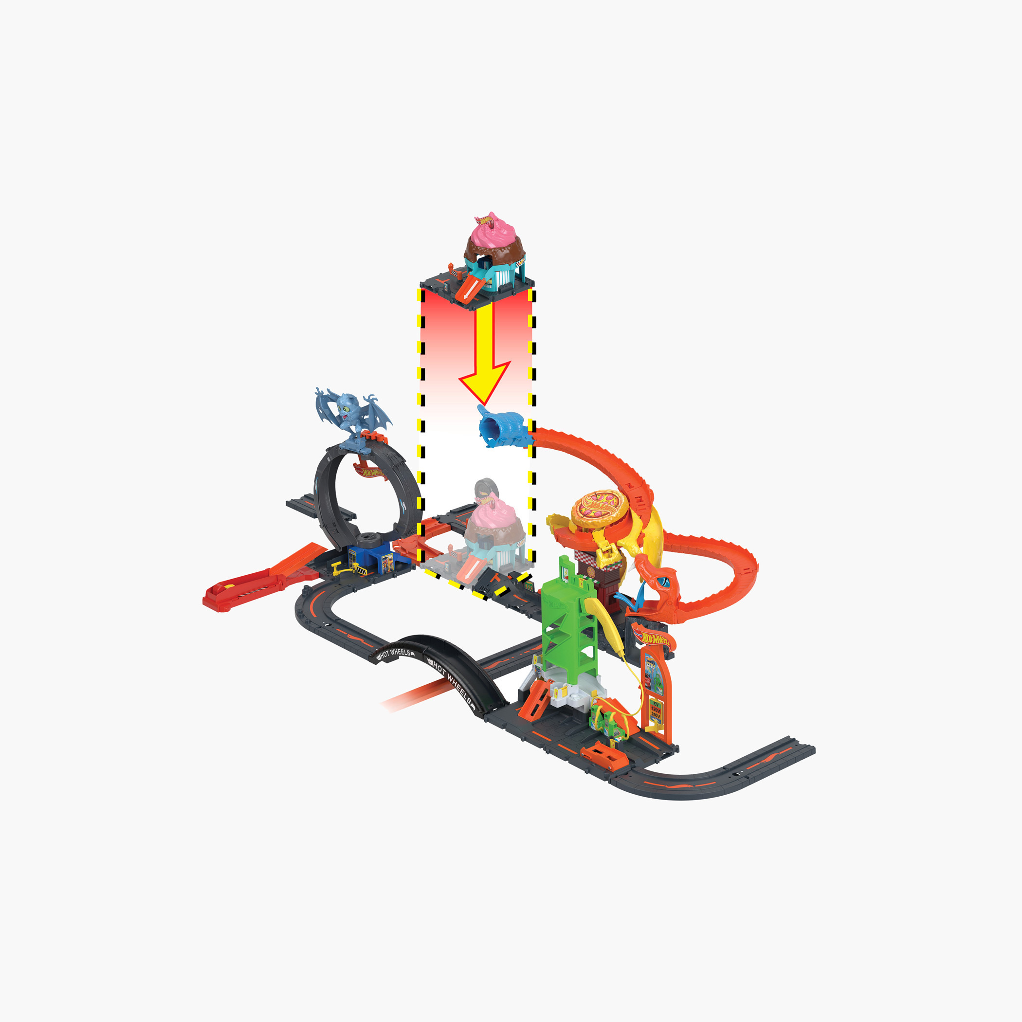 Hot Wheels City Toy Car Track Set, Downtown Ice Cream Swirl Playset with 1:64 Scale Hot Wheels Car-toys-playvehicles-vehicleplaysets-image-5