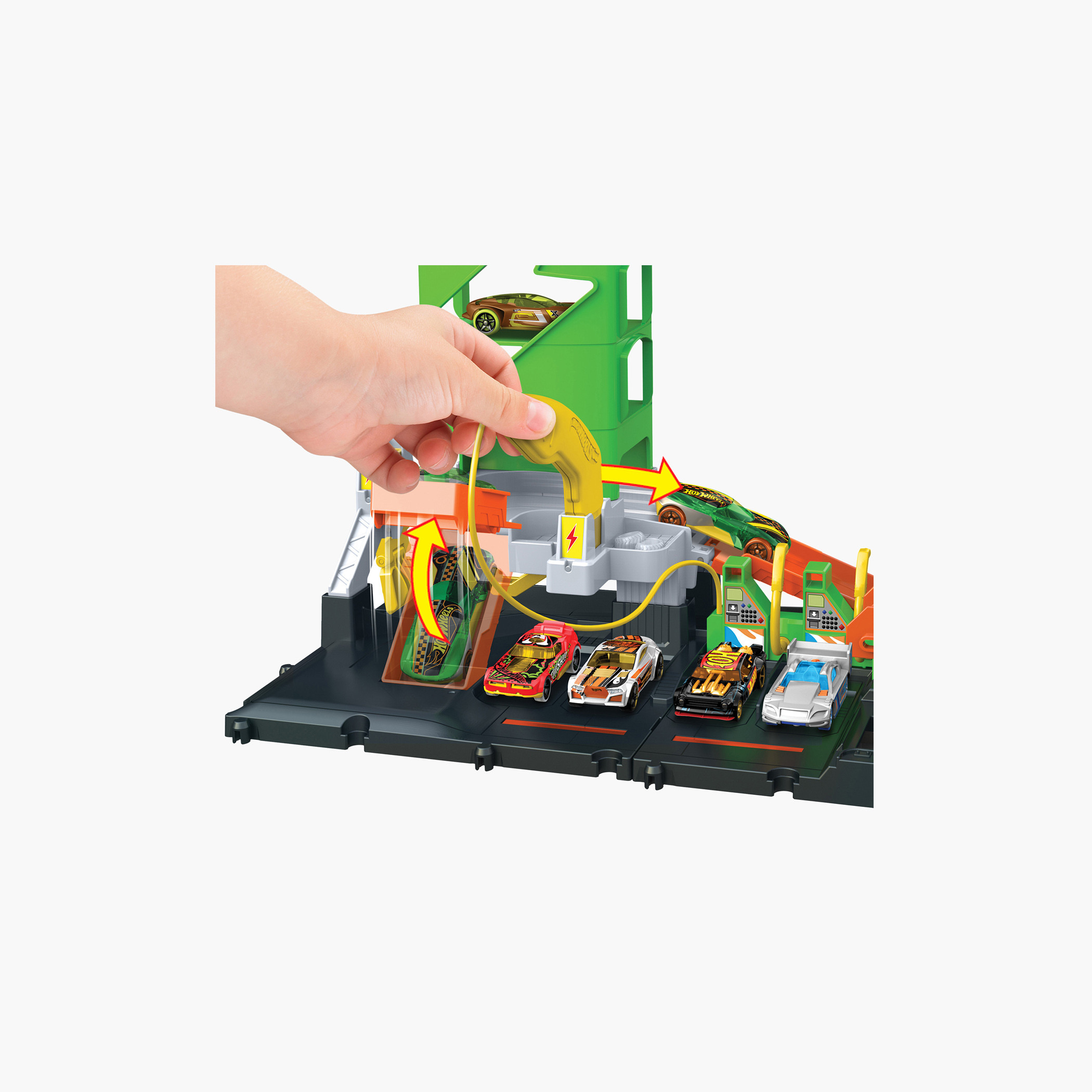 Hot Wheels City Track Set, Super Recharge Fuel Station Playset with EV Chargers & 1:64 Scale Toy Car-toys-playvehicles-vehicleplaysets-image-3