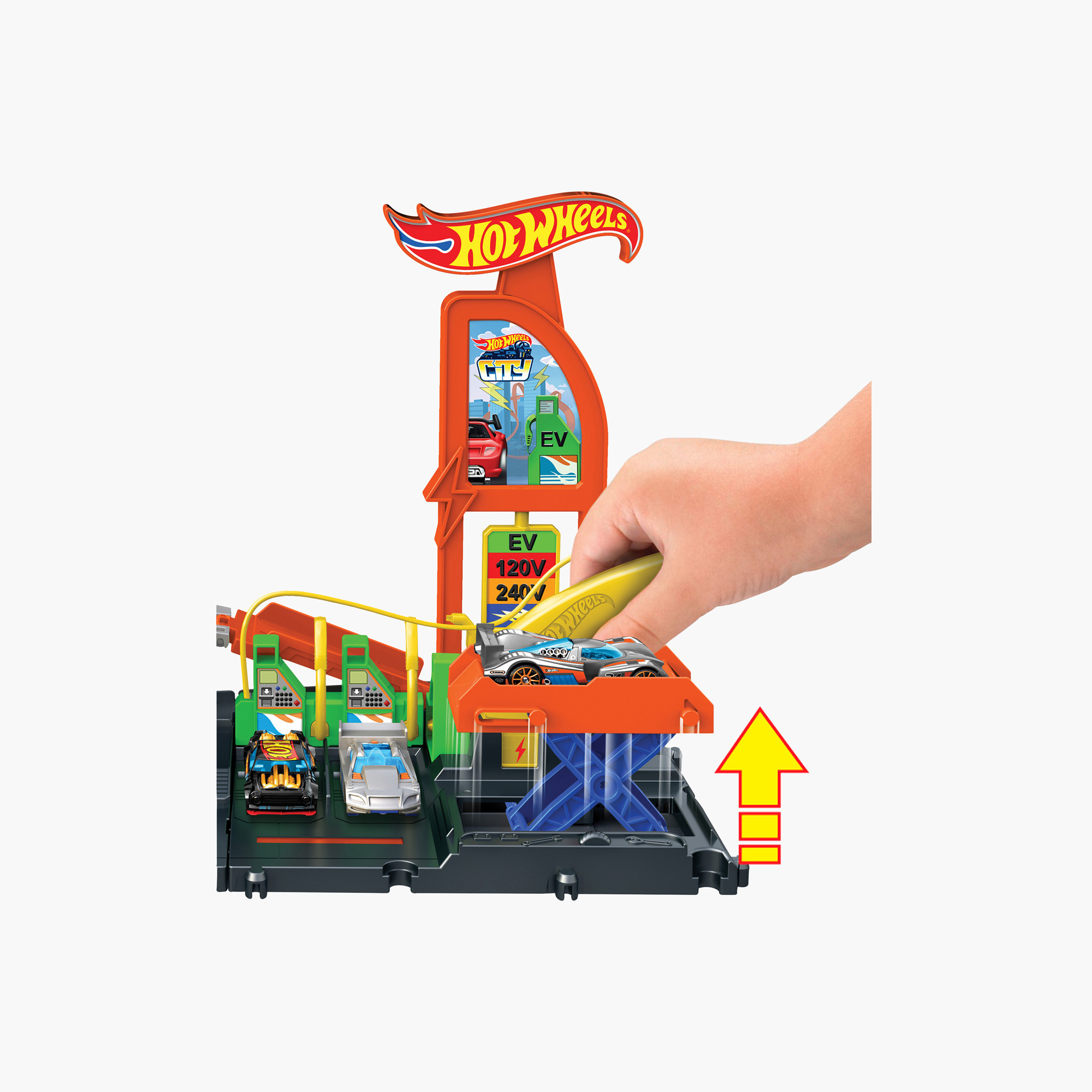 Hot Wheels City Track Set, Super Recharge Fuel Station Playset with EV Chargers & 1:64 Scale Toy Car-toys-playvehicles-vehicleplaysets-image-5