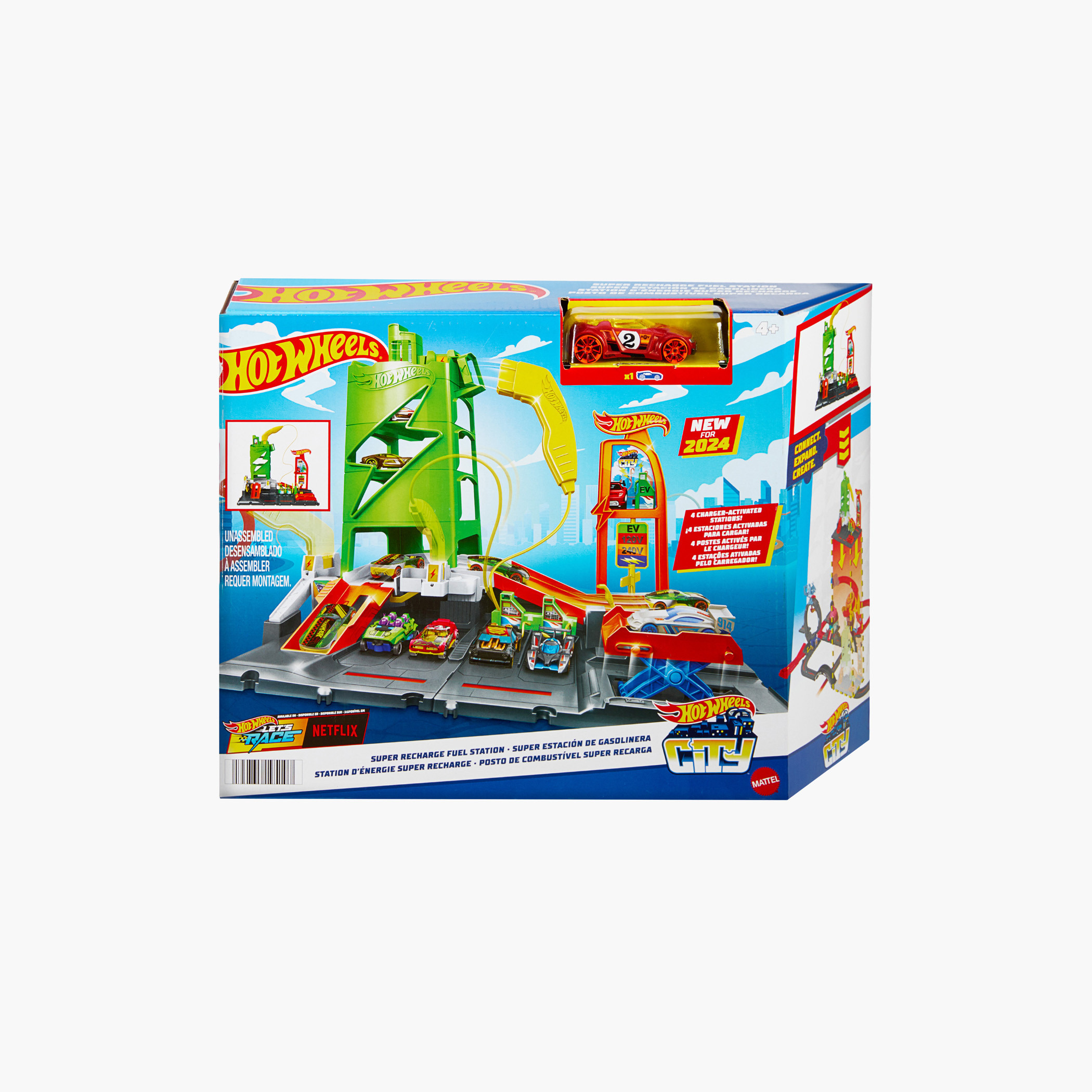 Hot Wheels City Track Set, Super Recharge Fuel Station Playset with EV Chargers & 1:64 Scale Toy Car-toys-playvehicles-vehicleplaysets-image-6