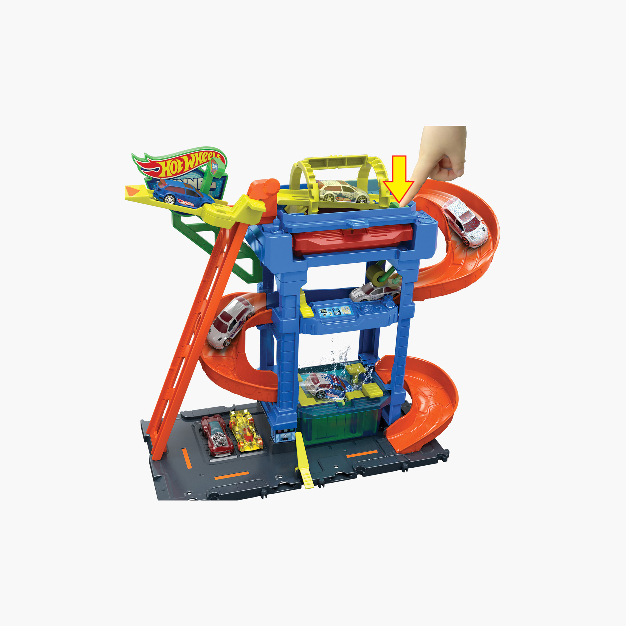 Hot Wheels City Toy Car Track Set, Tunnel Twist Car Wash with 1 Color Shifters Vehicle in 1:64 Scale-toys-playvehicles-vehicleplaysets-image-5