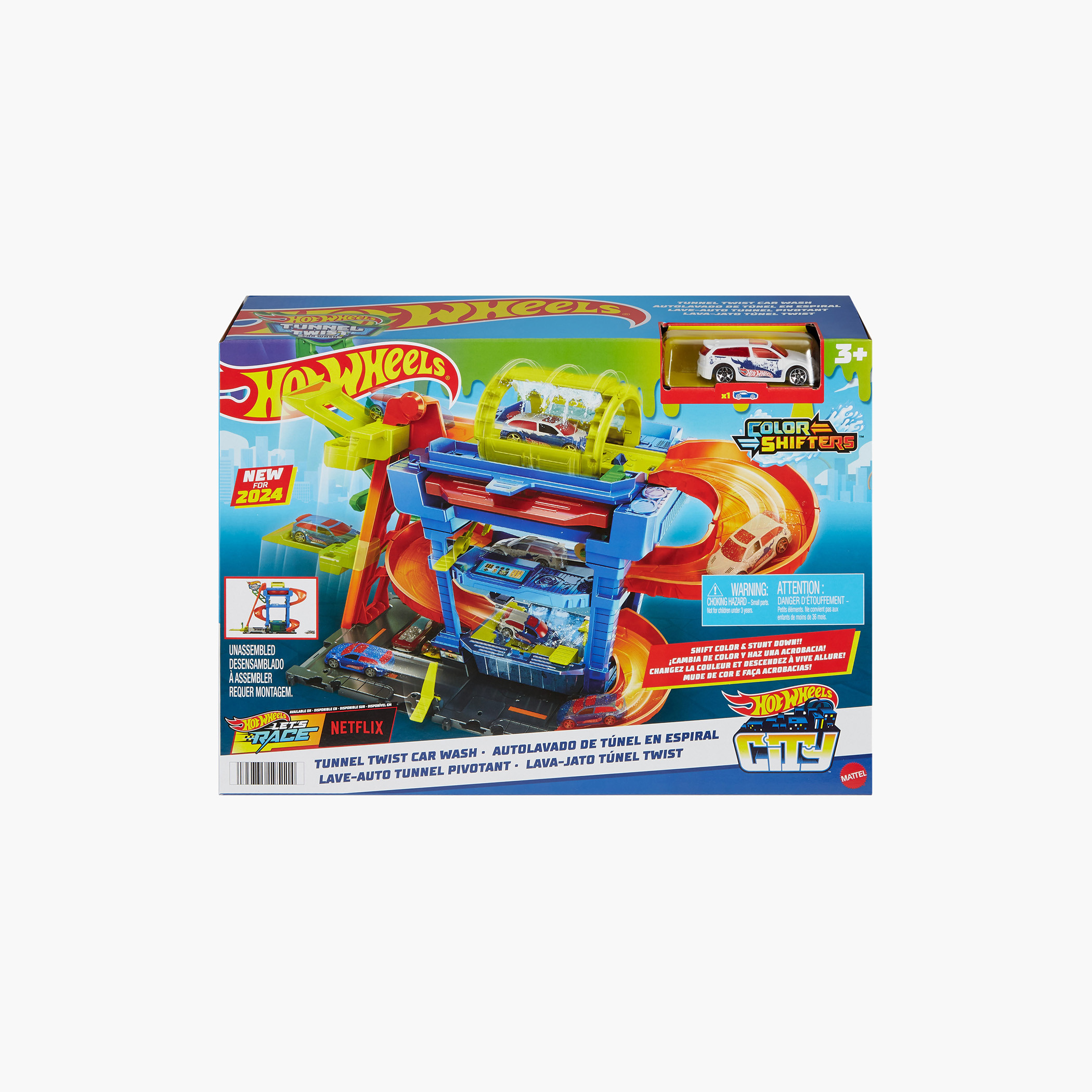 Hot Wheels City Toy Car Track Set, Tunnel Twist Car Wash with 1 Color Shifters Vehicle in 1:64 Scale-toys-playvehicles-vehicleplaysets-image-6