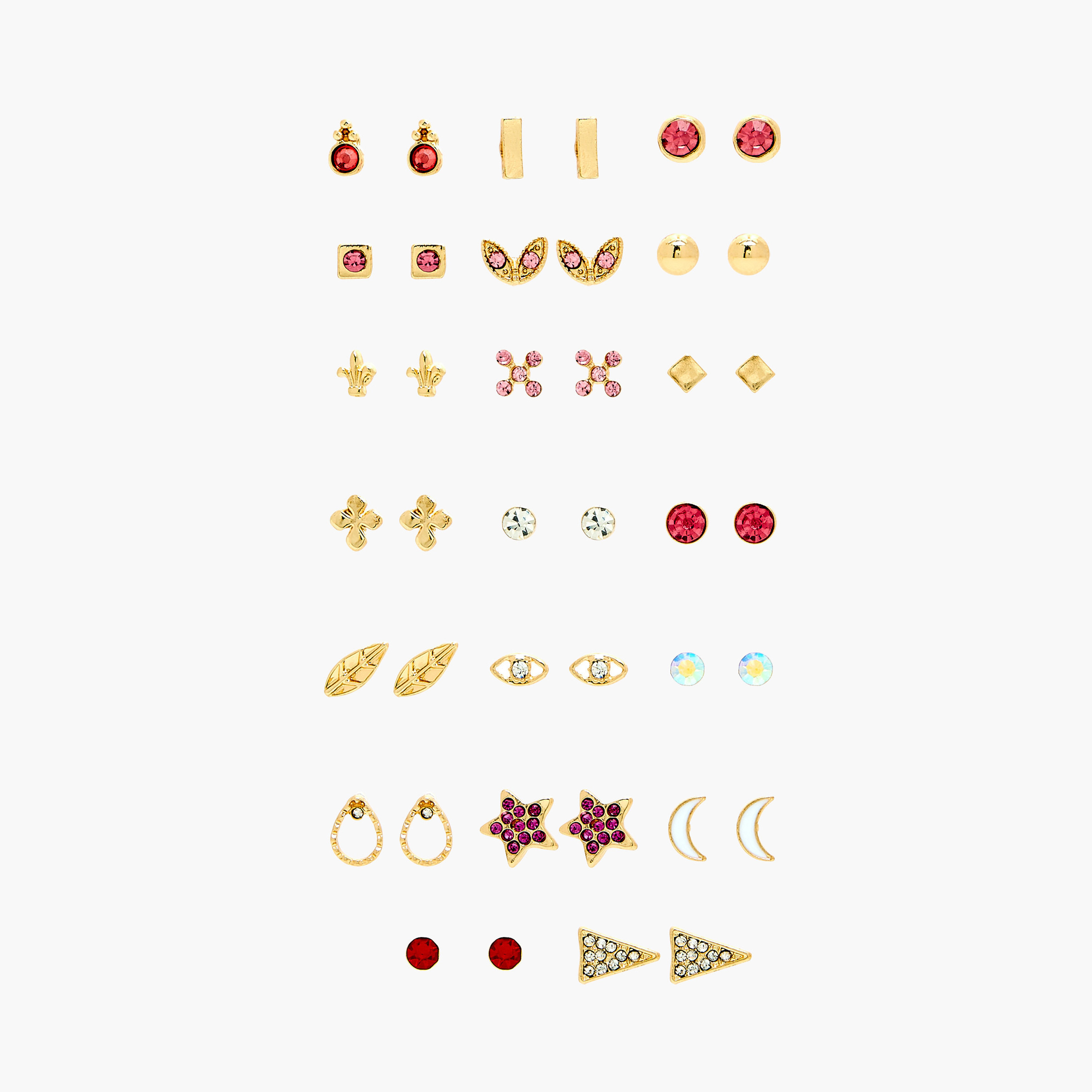 حلق بمكبس إغلاق خلفي - طقم من 20 زوج متنوع-women-watchesandjewellery-jewellery-earrings-image-1