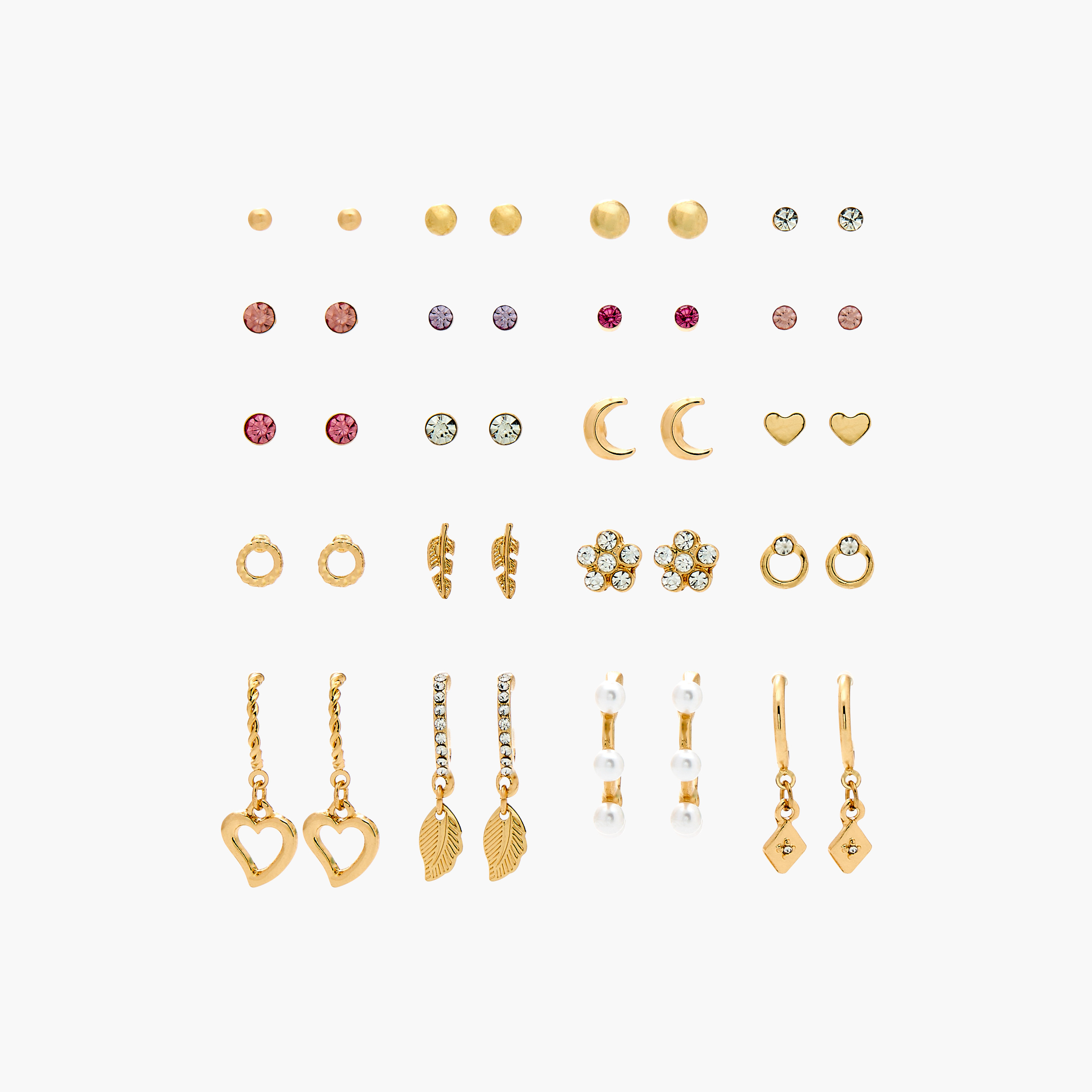 حلق بمكبس إغلاق خلفي - طقم من 20 زوج متنوع-women-watchesandjewellery-jewellery-earrings-image-1
