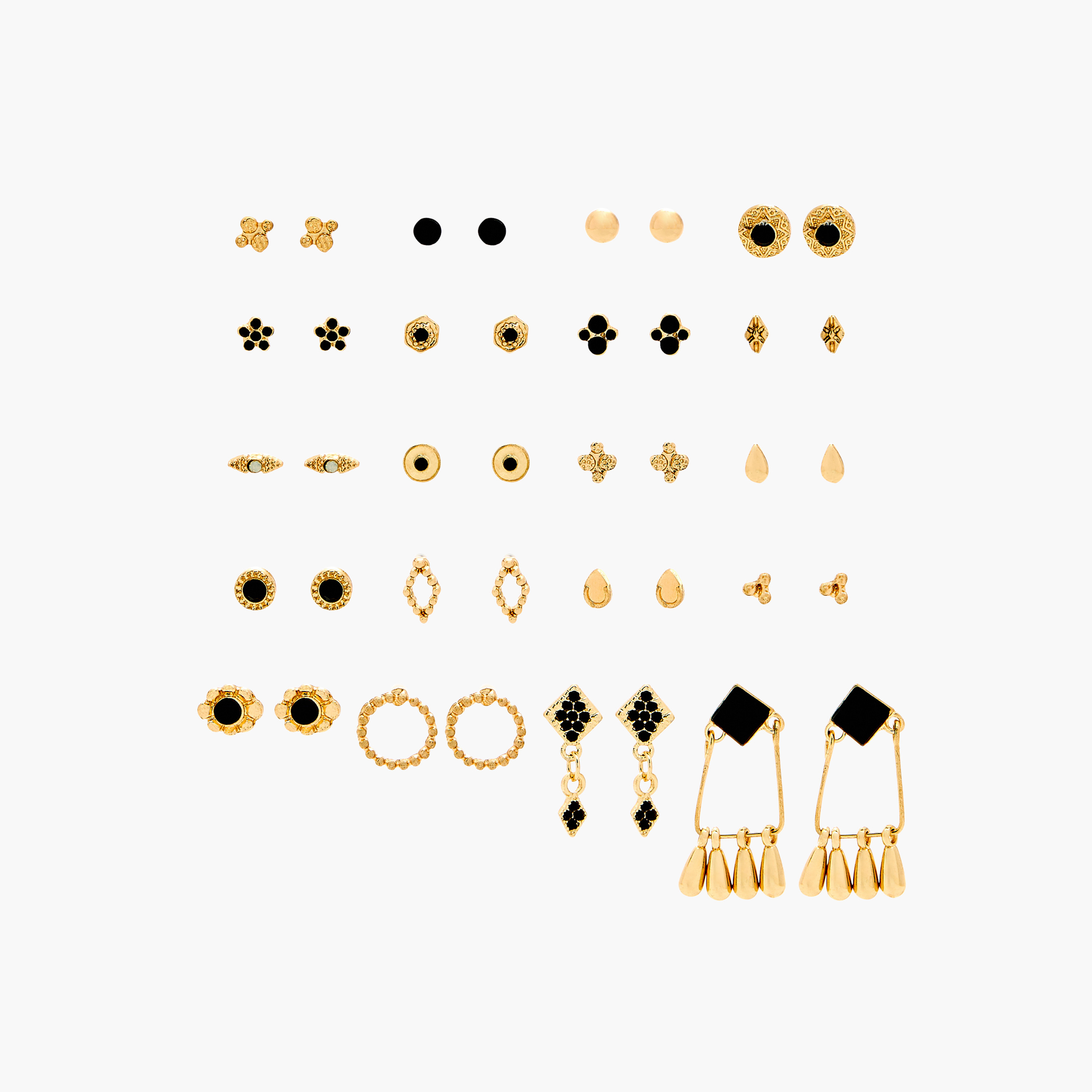 حلق بمكبس إغلاق خلفي - طقم من 20 زوج متنوع-women-watchesandjewellery-jewellery-earrings-image-1