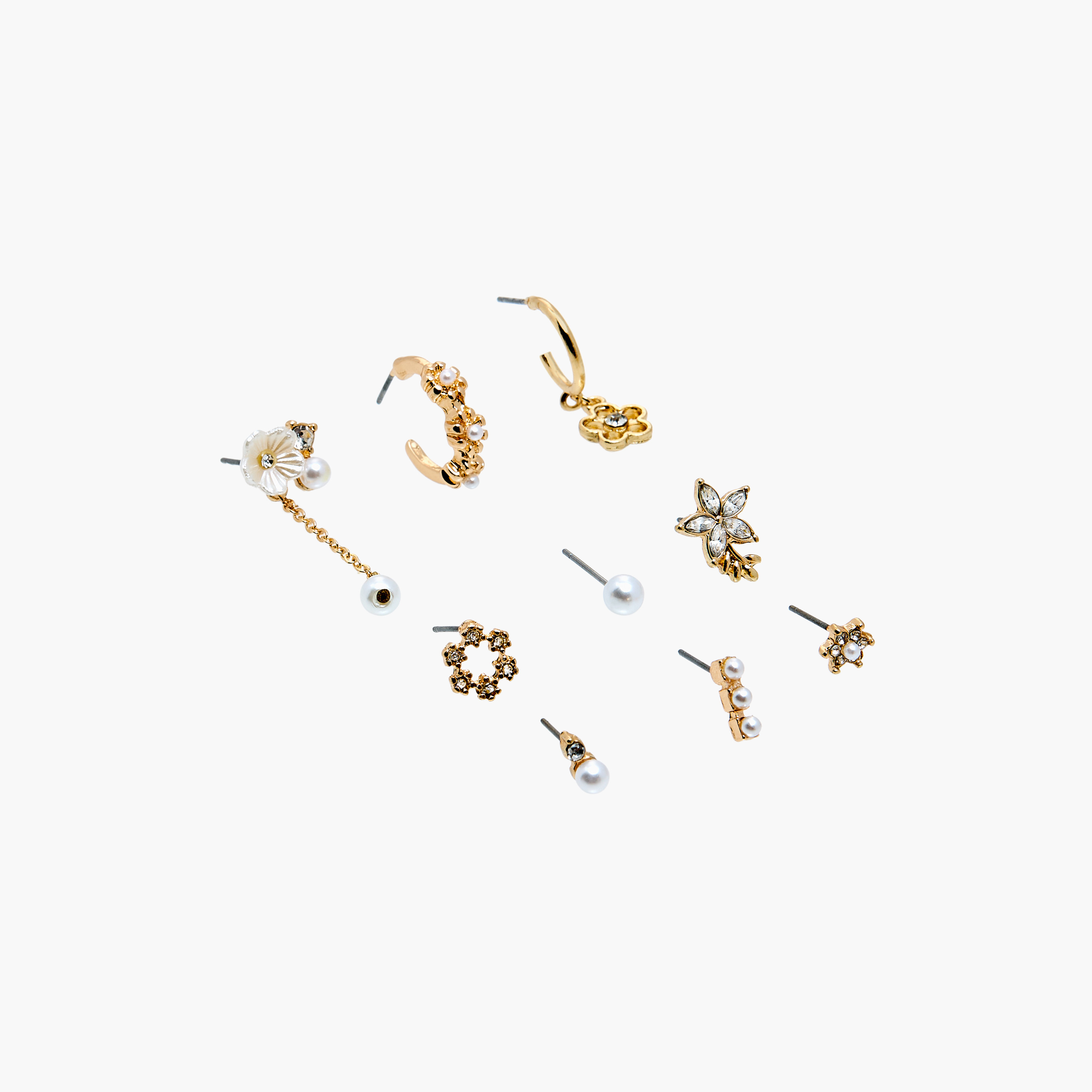 حلقان مزينة بمكبس إغلاق خلفي - طقم من 9 أزواج-women-watchesandjewellery-jewellery-earrings-image-2