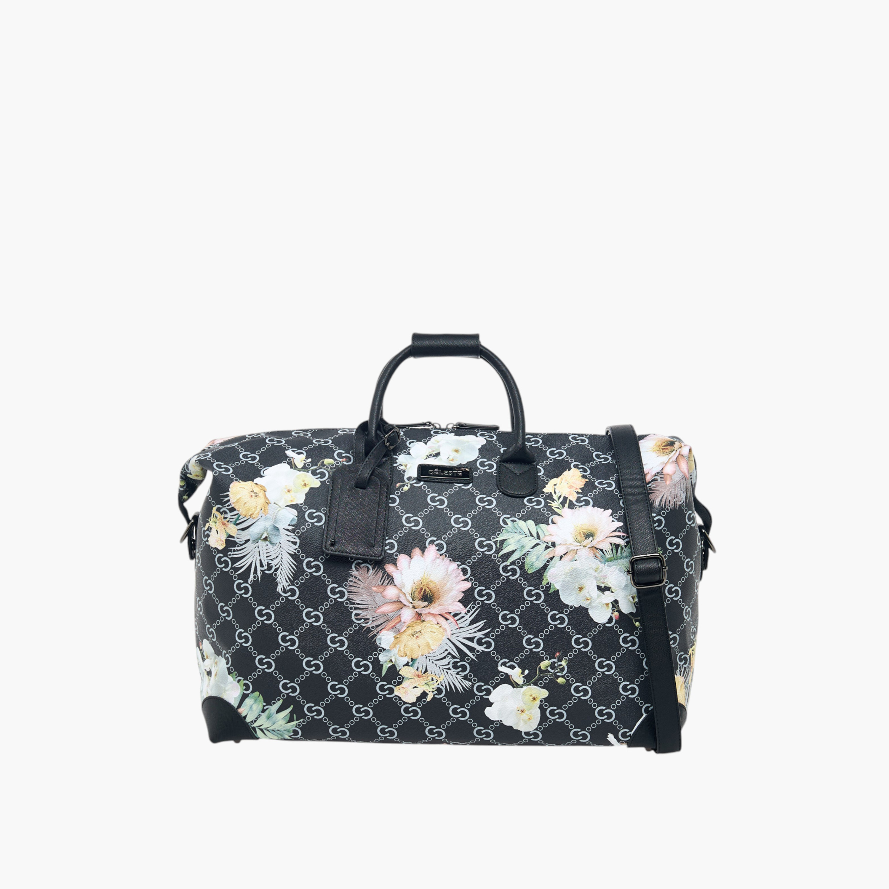شنطة دافل بسحّاب إغلاق وحزام قابل للفصل وطبعات أزهار من سيليست-travel-luggagesandbags-dufflebags-image-1