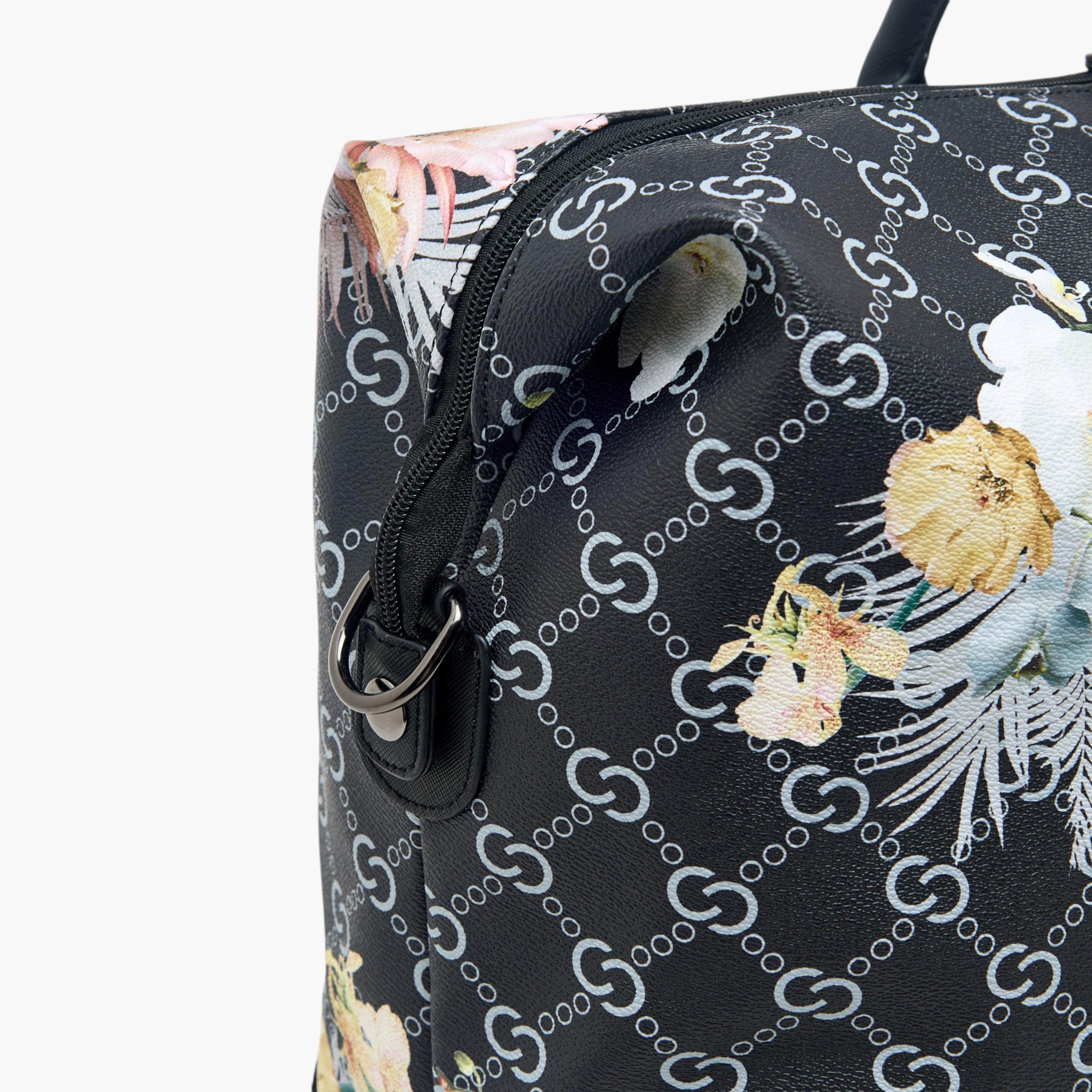 Celeste Floral Print Duffle Bag with Detachable Strap and Zip Closure-travel-luggagesandbags-dufflebags-image-6