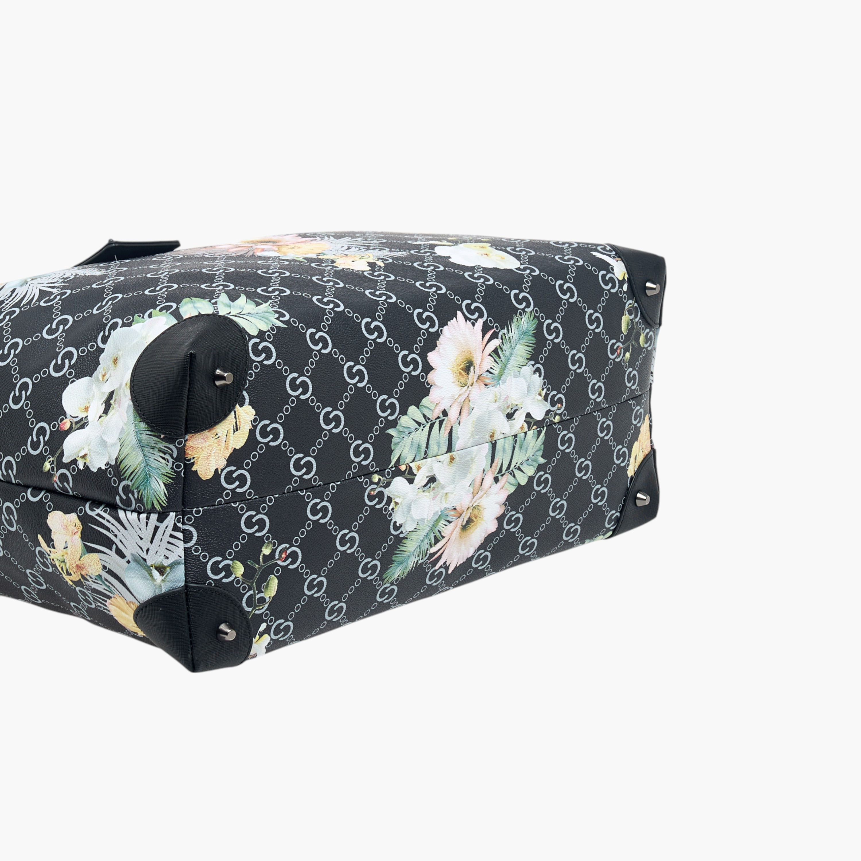 Celeste Floral Print Duffle Bag with Detachable Strap and Zip Closure-travel-luggagesandbags-dufflebags-image-8