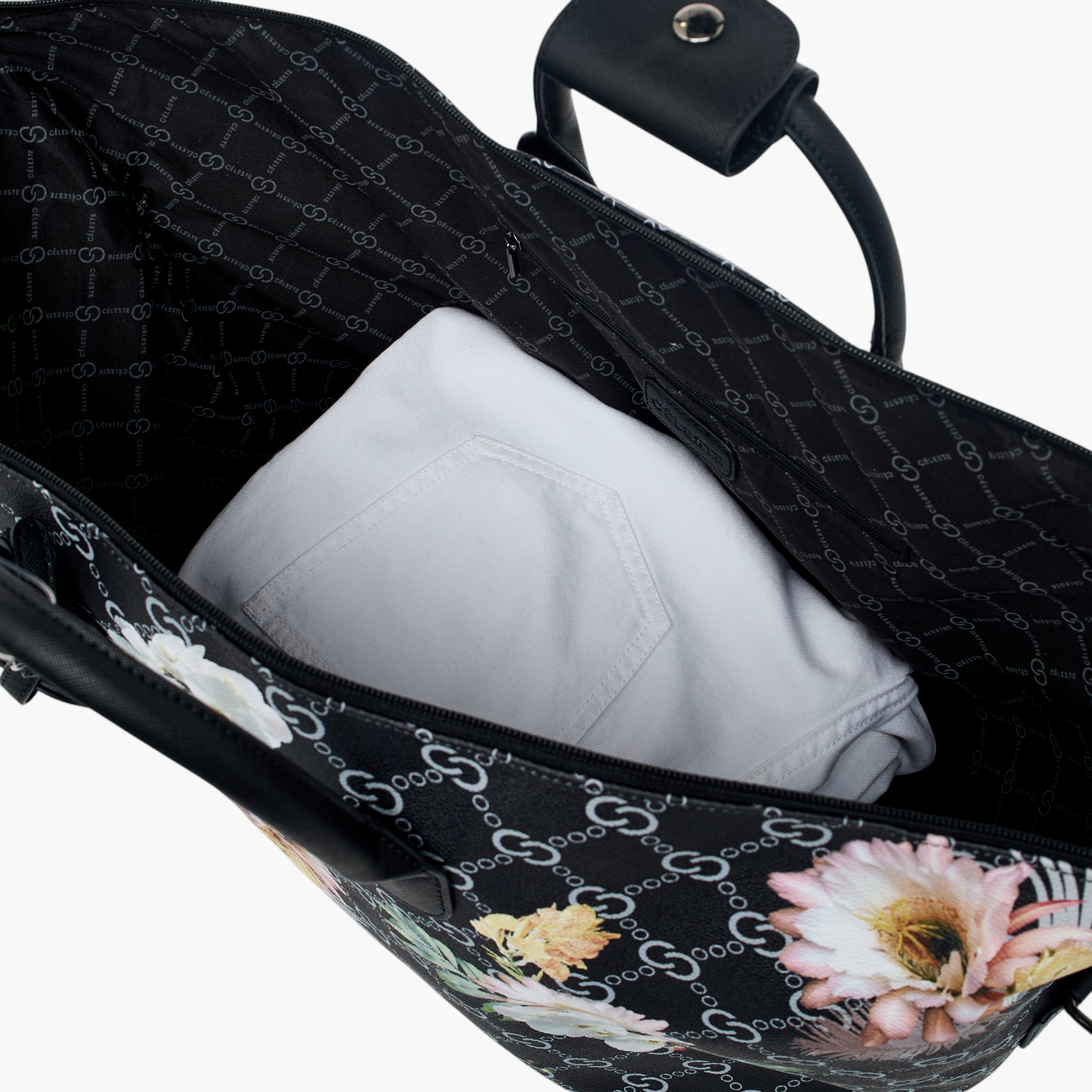 شنطة دافل بسحّاب إغلاق وحزام قابل للفصل وطبعات أزهار من سيليست-travel-luggagesandbags-dufflebags-image-9