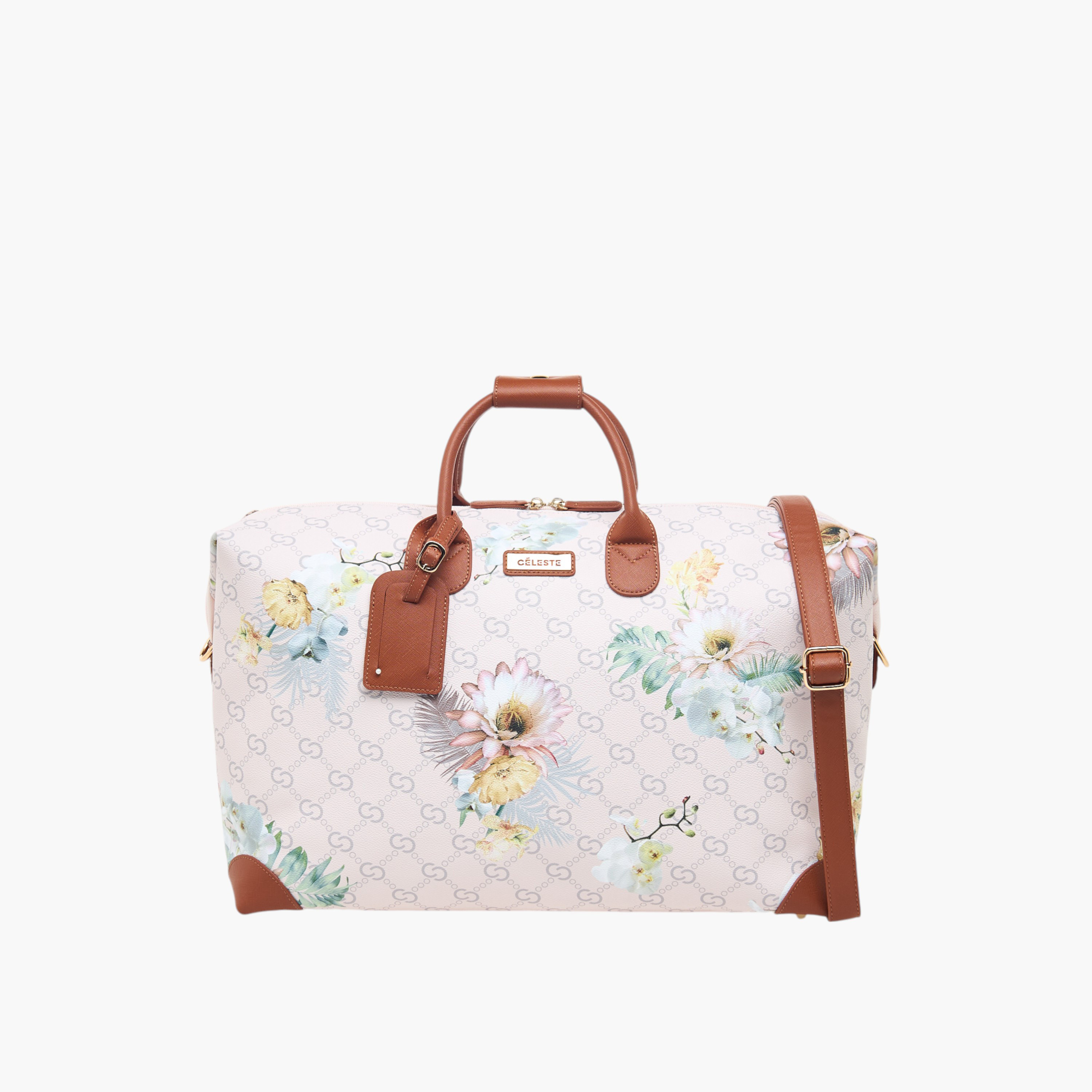 شنطة دافل بسحّاب إغلاق وحزام قابل للفصل وطبعات أزهار من سيليست-travel-luggagesandbags-dufflebags-image-10