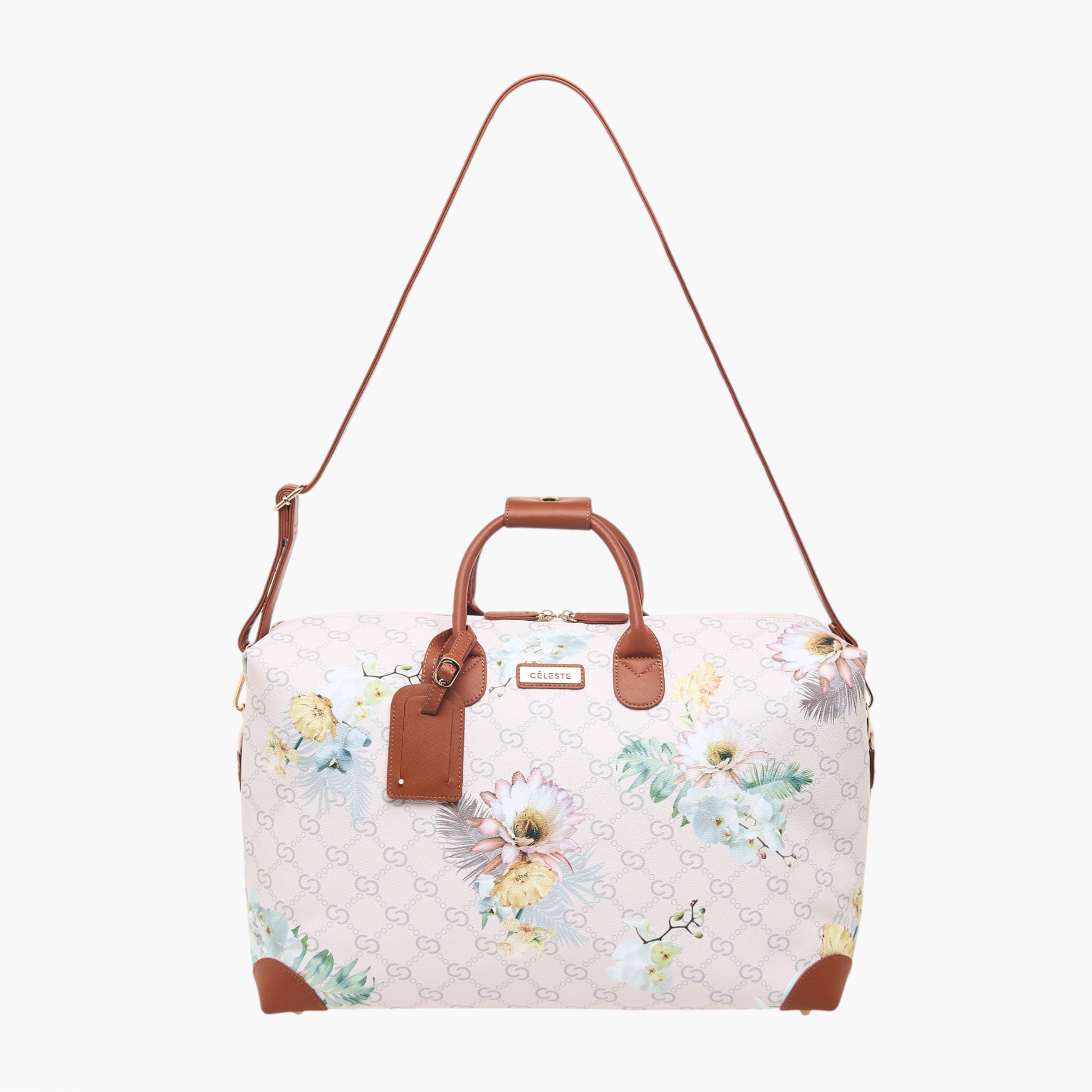 شنطة دافل بسحّاب إغلاق وحزام قابل للفصل وطبعات أزهار من سيليست-travel-luggagesandbags-dufflebags-image-11