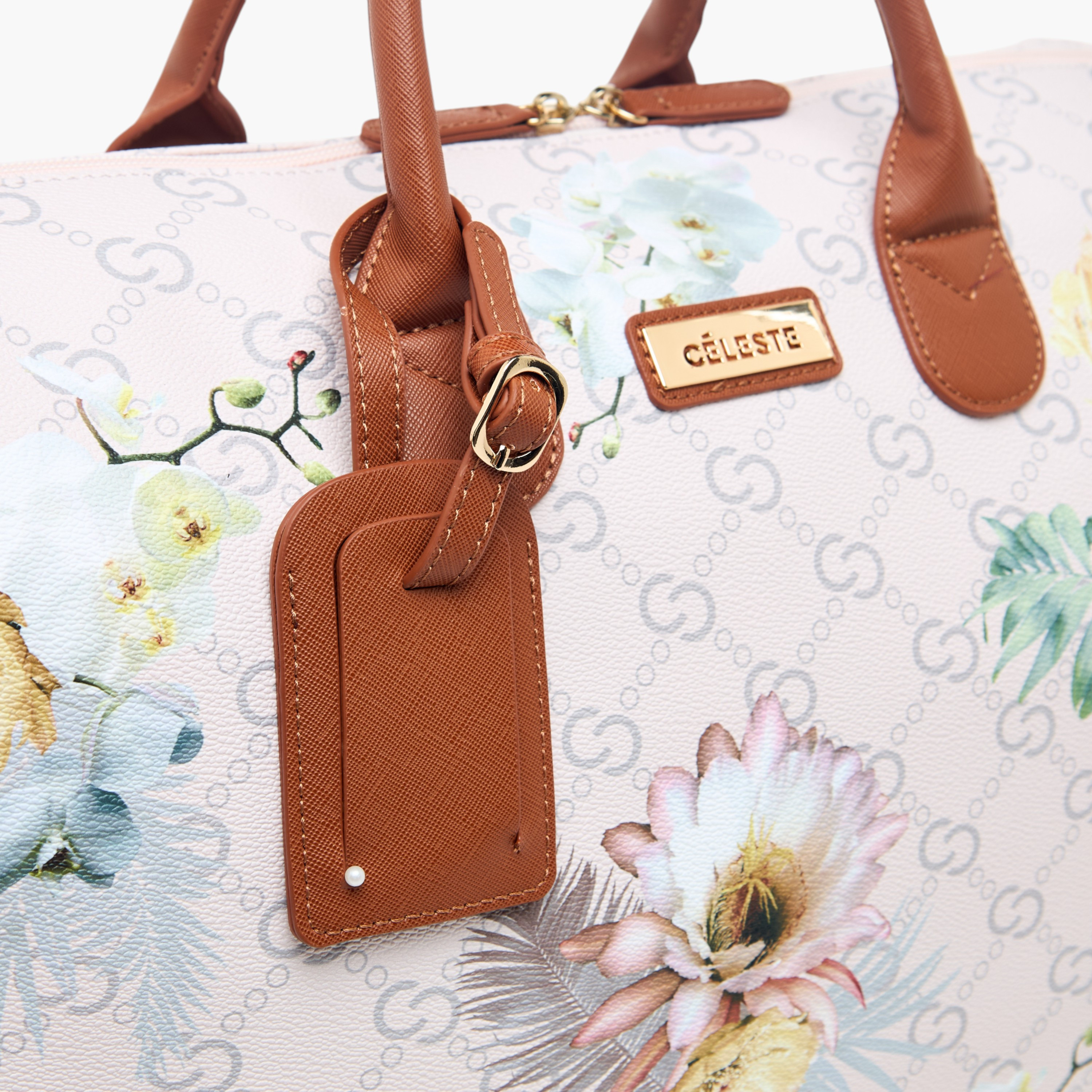 شنطة دافل بسحّاب إغلاق وحزام قابل للفصل وطبعات أزهار من سيليست-travel-luggagesandbags-dufflebags-image-14
