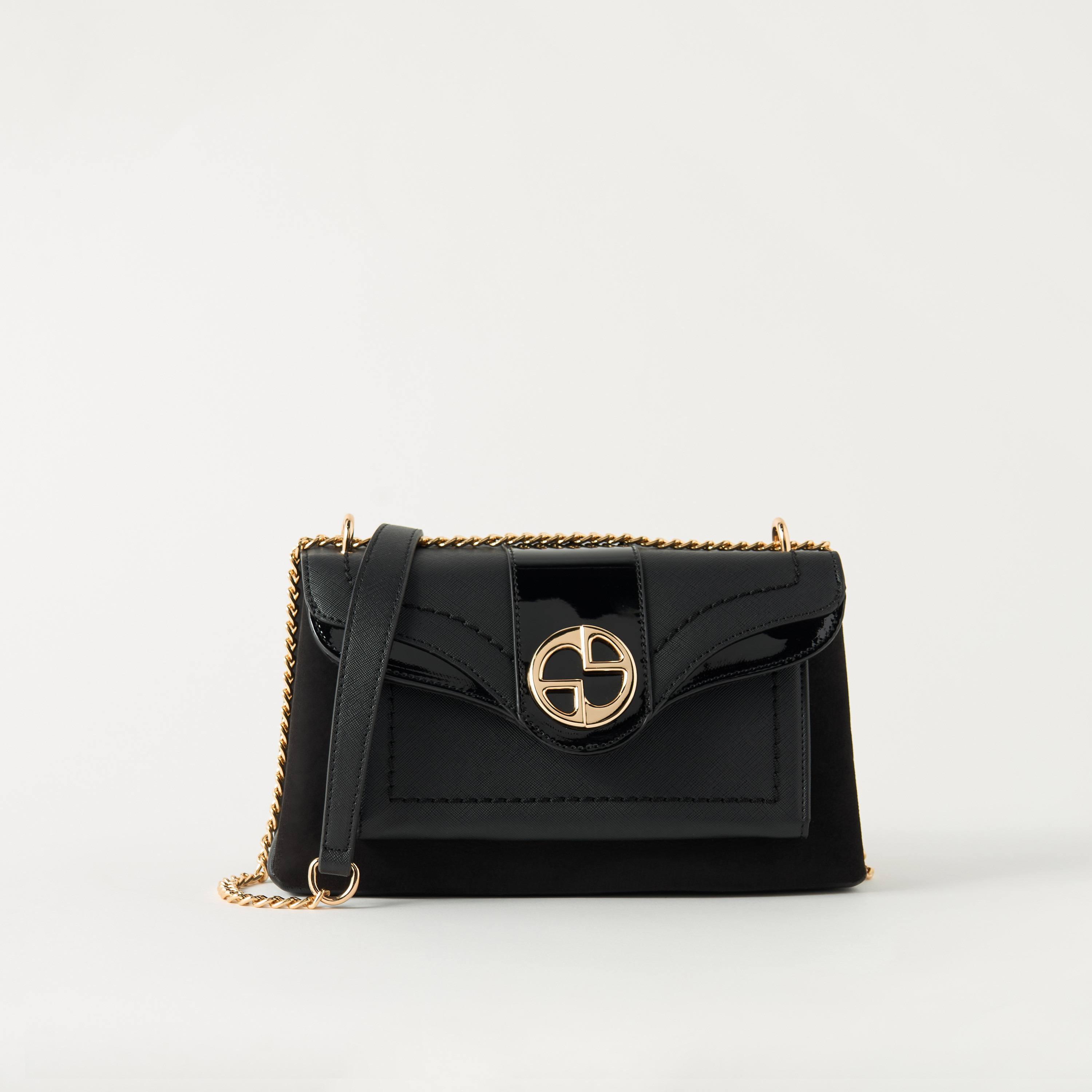 شنطة كروس بودي بارزة الملمس بحزام سلسلة وزر إغلاق من ساشا-women-bagsandwallets-handbags-image-1