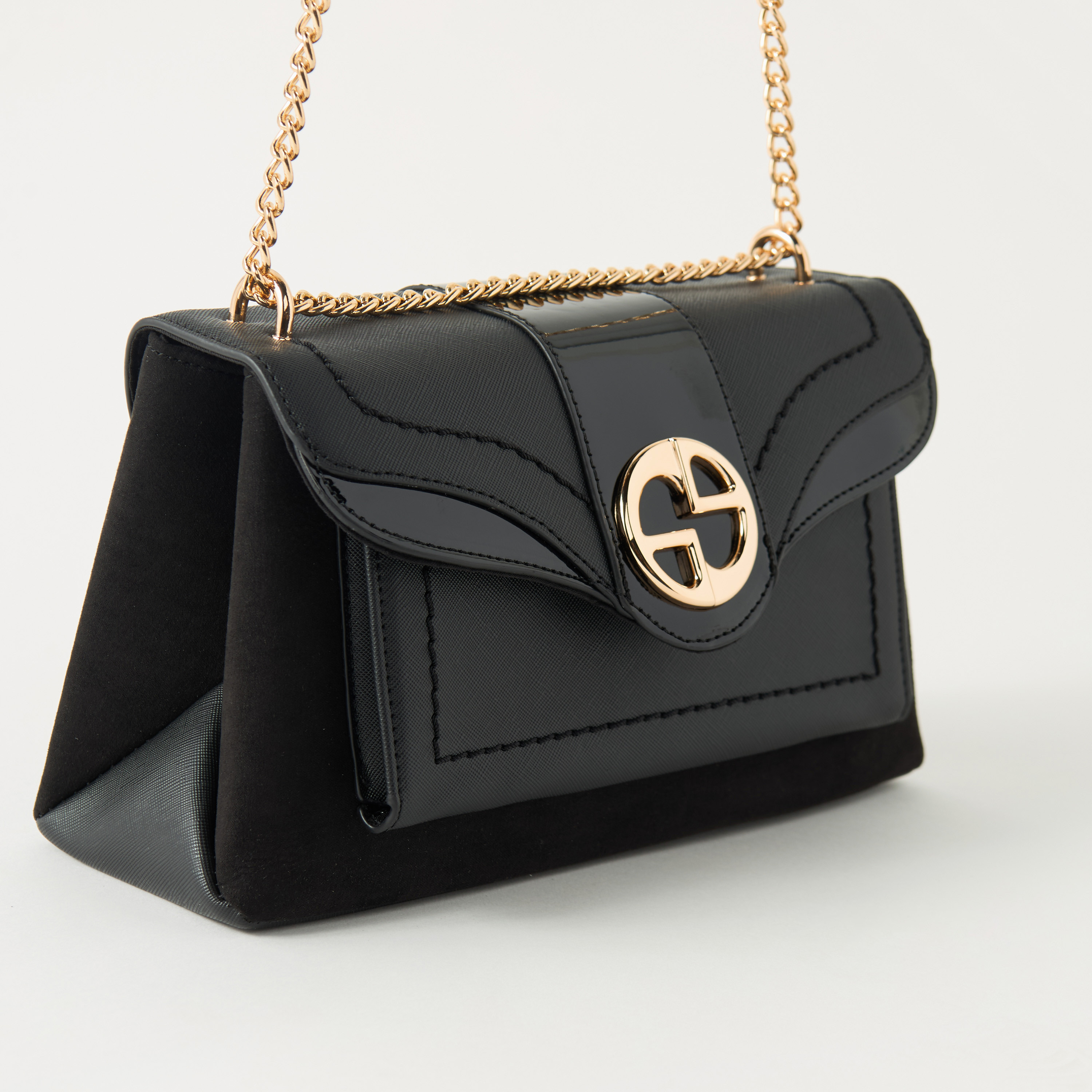 شنطة كروس بودي بارزة الملمس بحزام سلسلة وزر إغلاق من ساشا-women-bagsandwallets-handbags-image-3