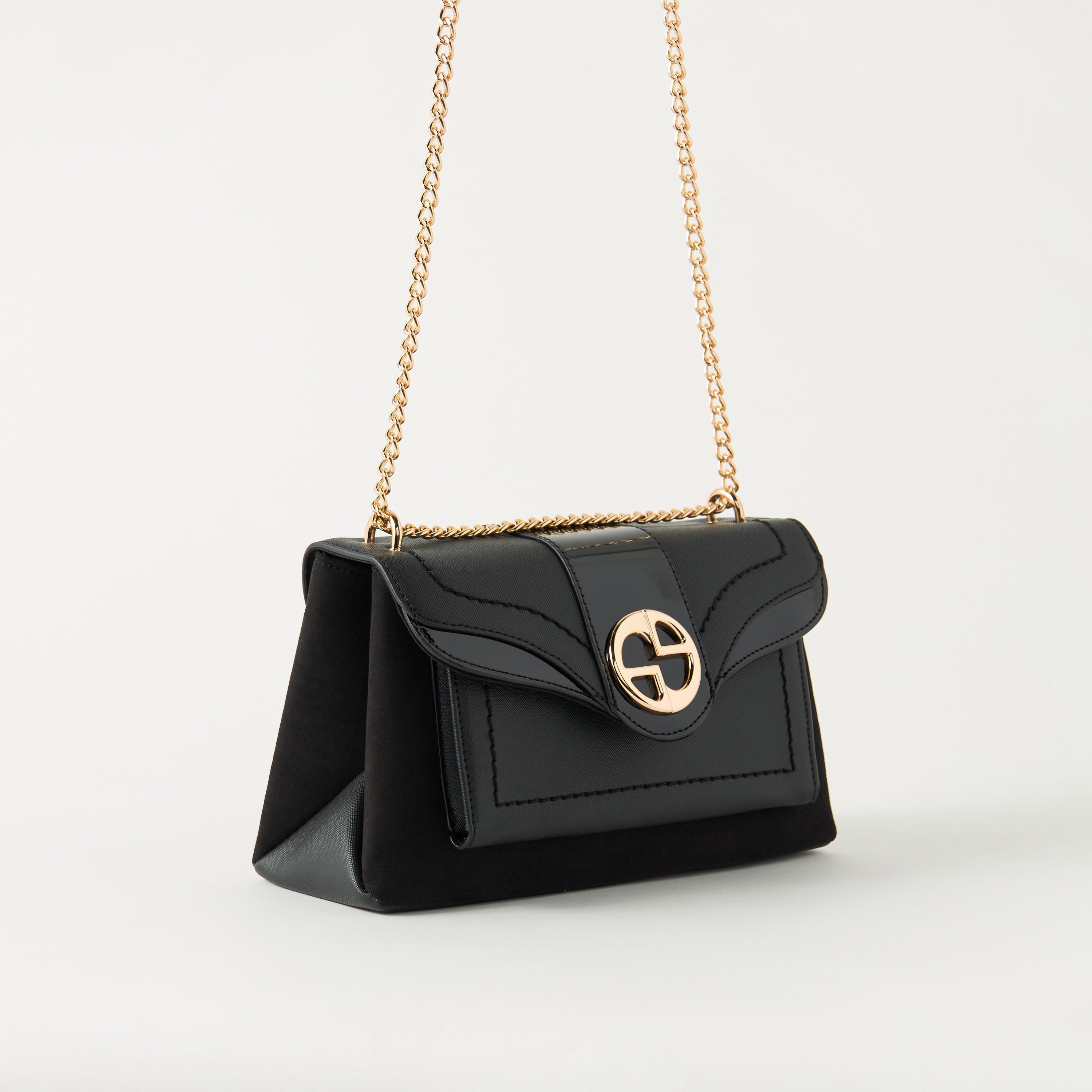 شنطة كروس بودي بارزة الملمس بحزام سلسلة وزر إغلاق من ساشا-women-bagsandwallets-handbags-image-4