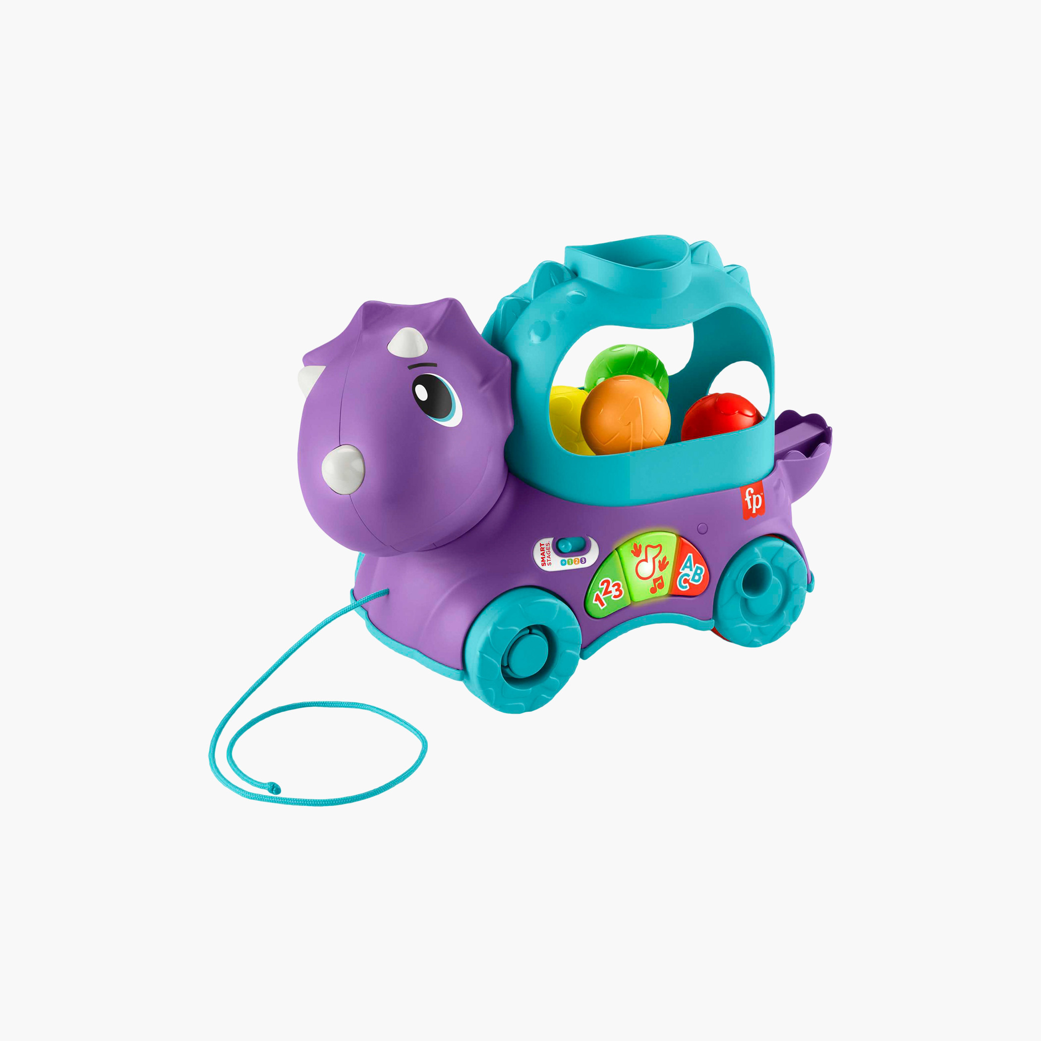 Fisher-Price Infant & Toddler Learning Toy, Dinosaur Ball Popper Pull Toy, Poppin’ Triceratops-toys-babyandtoddlertoys-pushandpulltoys-image-1