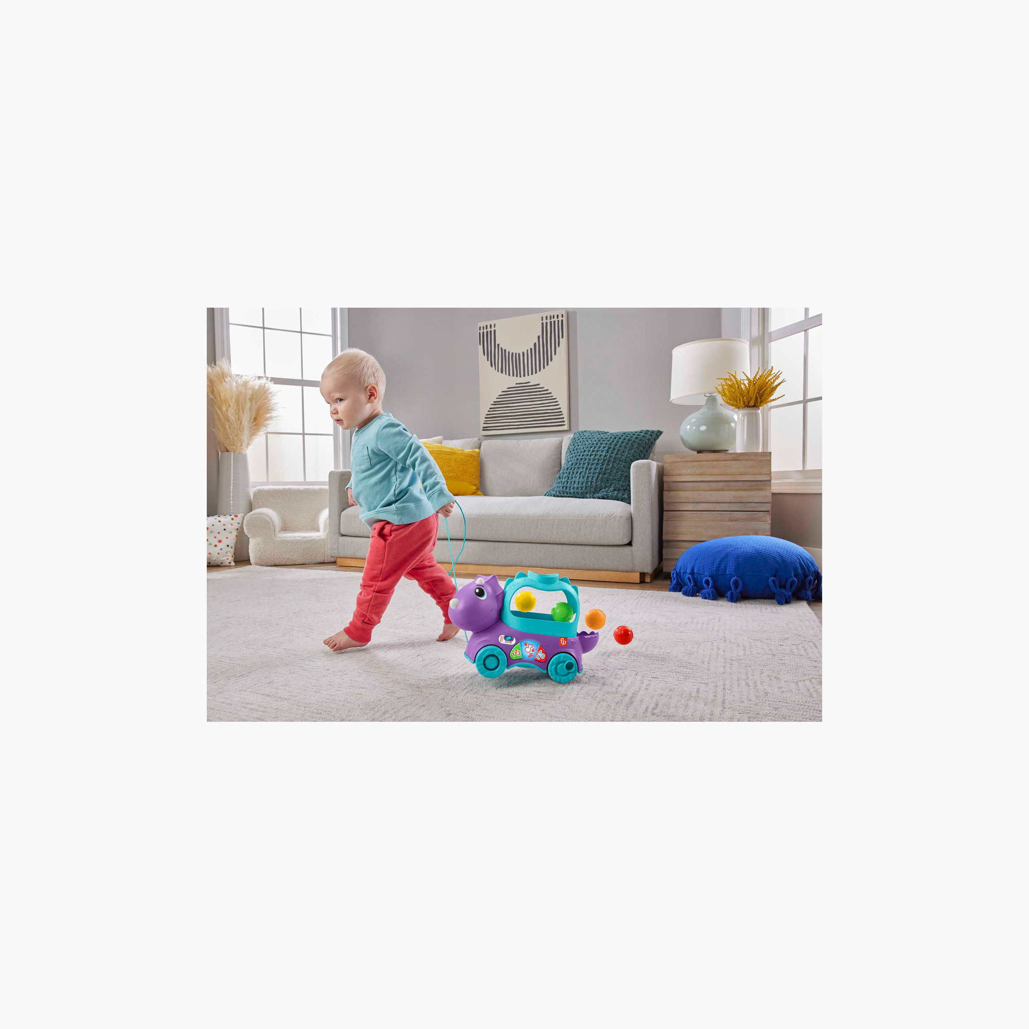 Fisher-Price Infant & Toddler Learning Toy, Dinosaur Ball Popper Pull Toy, Poppin’ Triceratops-toys-babyandtoddlertoys-pushandpulltoys-image-2