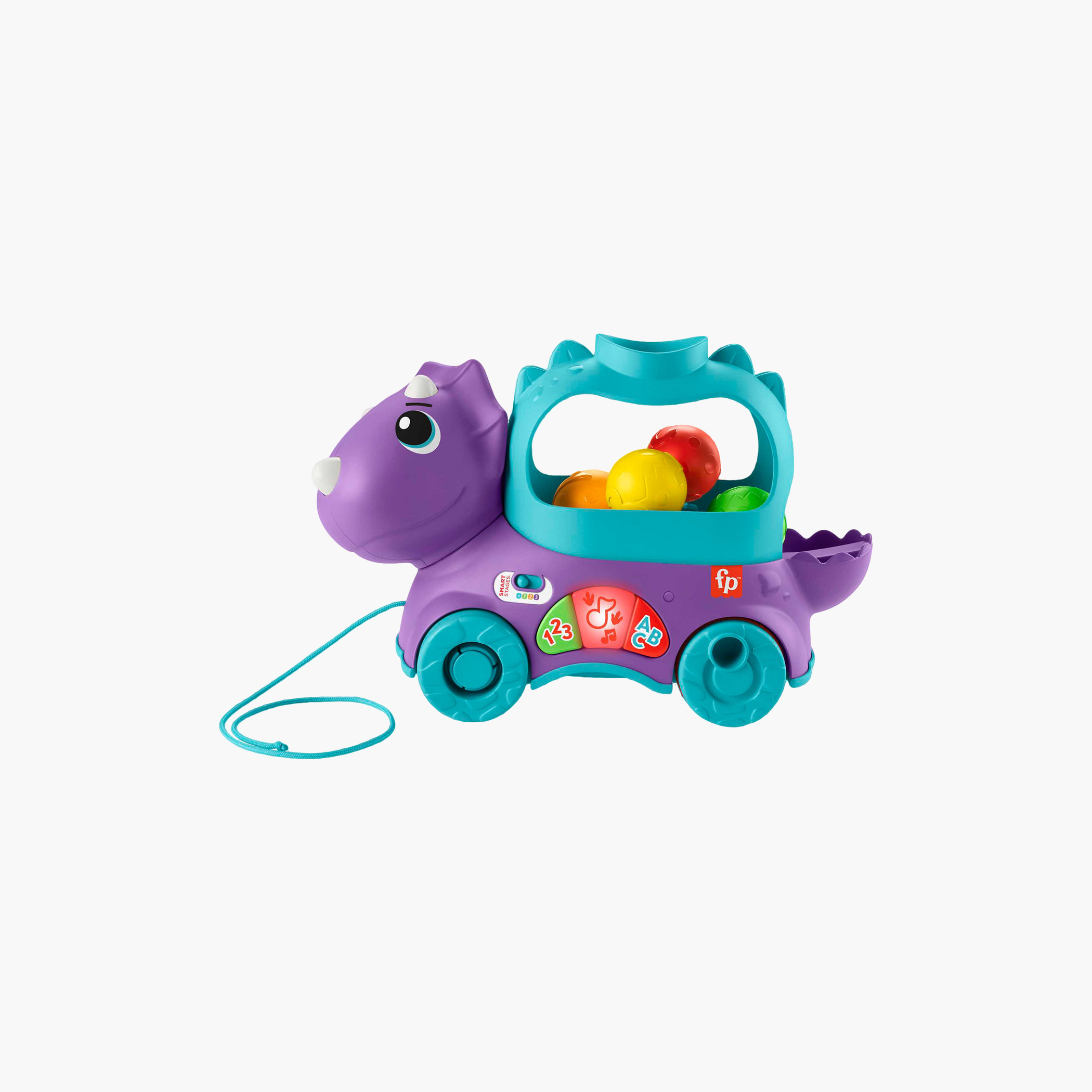 Fisher-Price Infant & Toddler Learning Toy, Dinosaur Ball Popper Pull Toy, Poppin’ Triceratops-toys-babyandtoddlertoys-pushandpulltoys-image-3