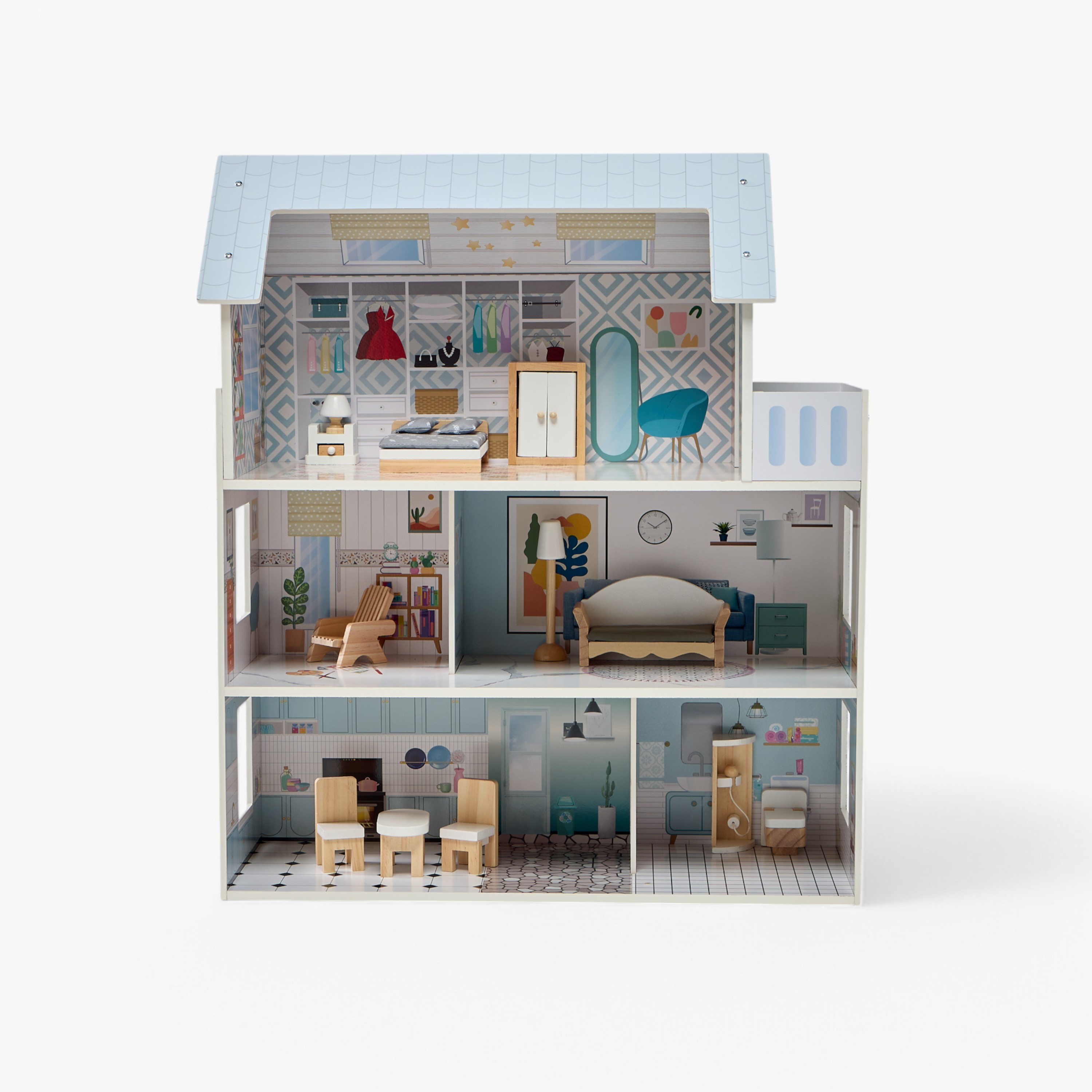 مجموعة لعب بيت الدمية الخشبي-toys-dollsandplaysets-dollhouses-image-2