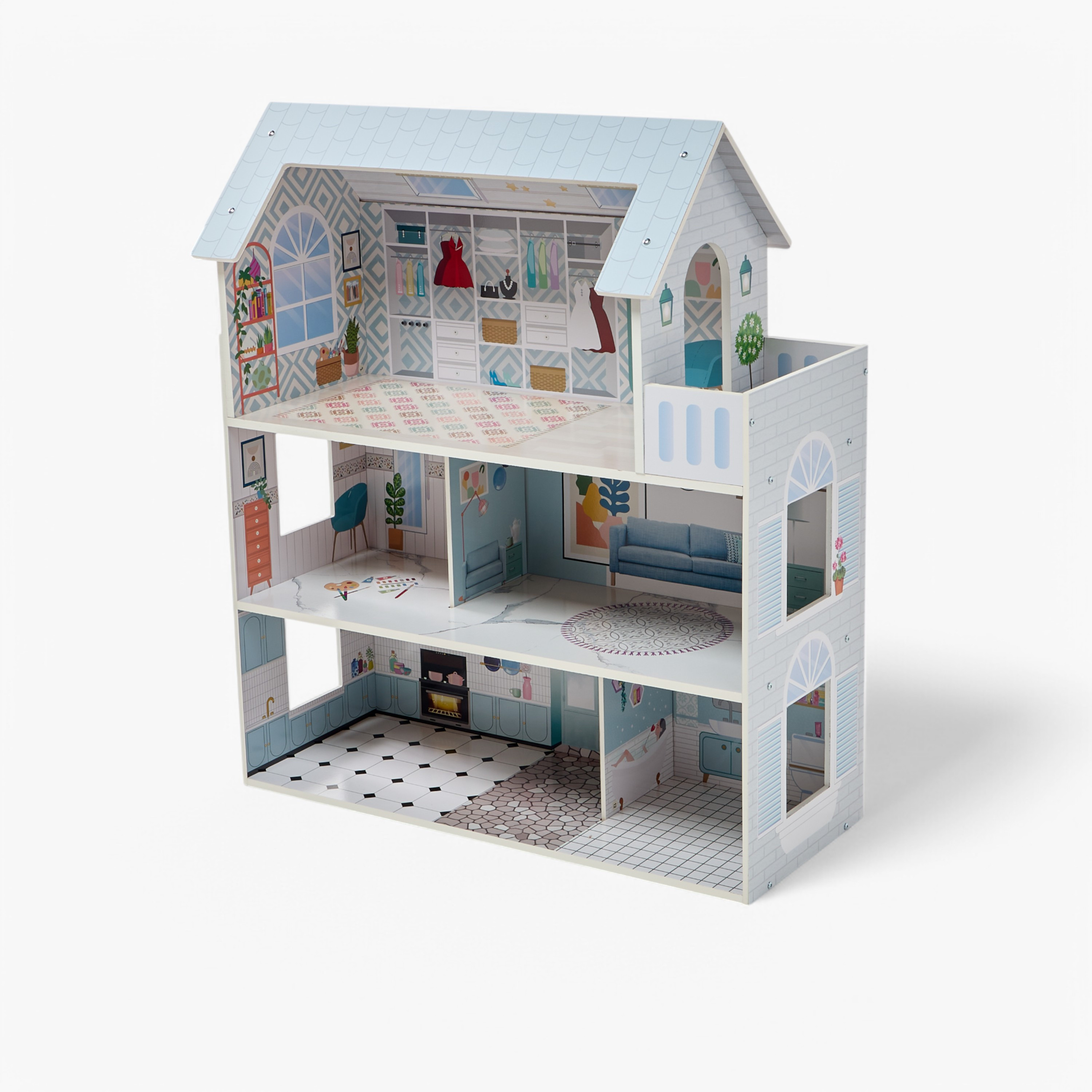 مجموعة لعب بيت الدمية الخشبي-toys-dollsandplaysets-dollhouses-image-3