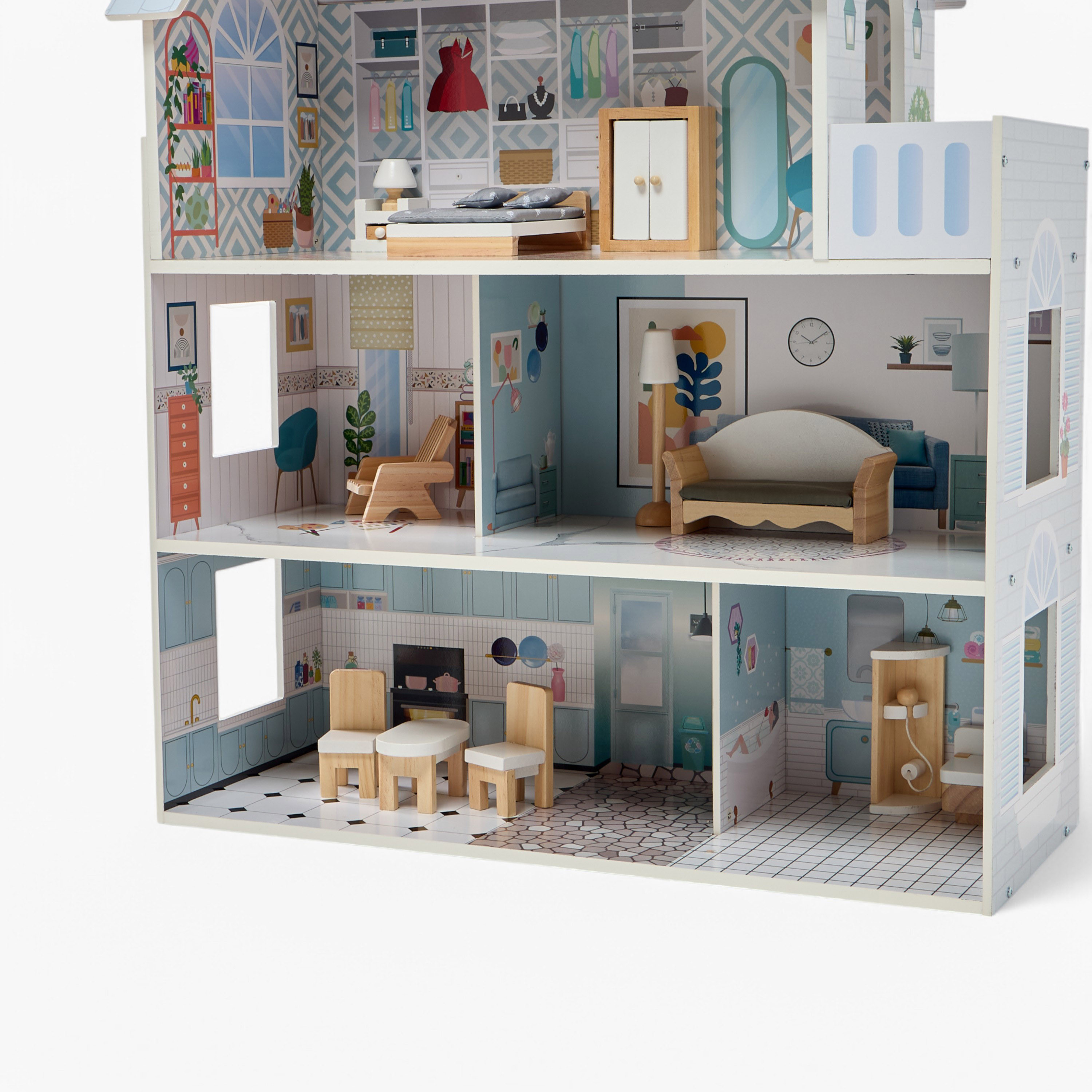 مجموعة لعب بيت الدمية الخشبي-toys-dollsandplaysets-dollhouses-image-5