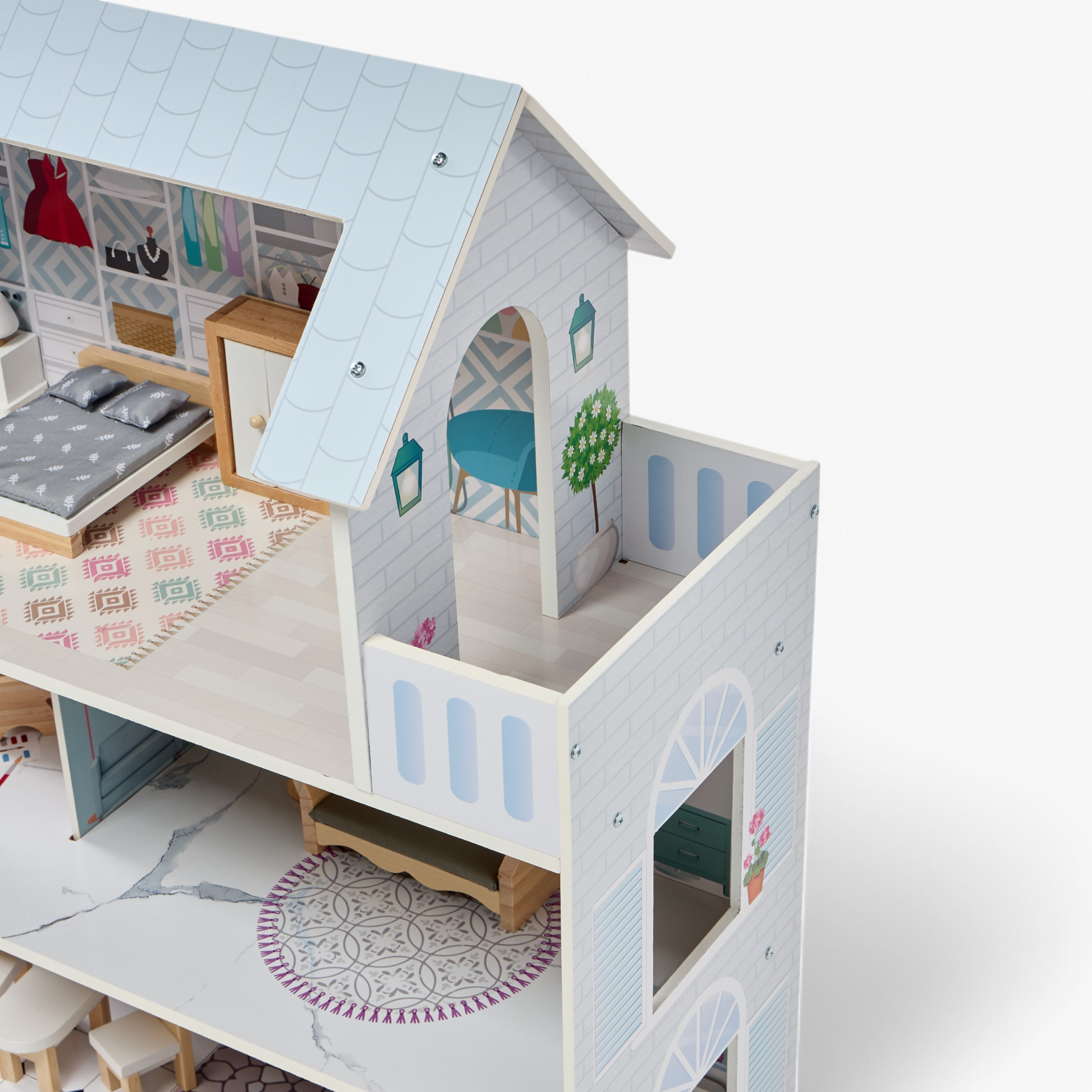 مجموعة لعب بيت الدمية الخشبي-toys-dollsandplaysets-dollhouses-image-6