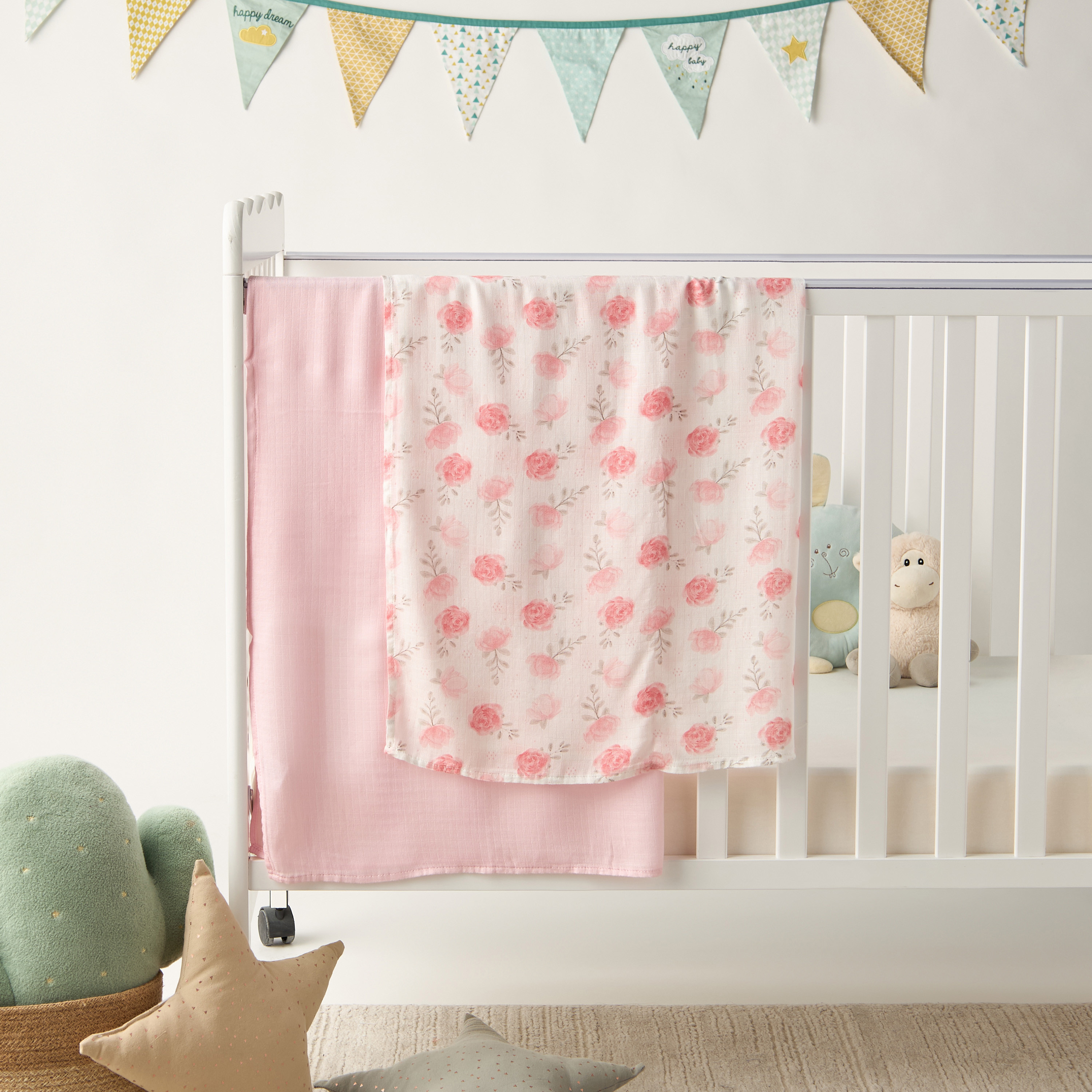 Buy Giggles 2 Piece Assorted Muslin Swaddle Blanket Set Online Mothercare Bahrain