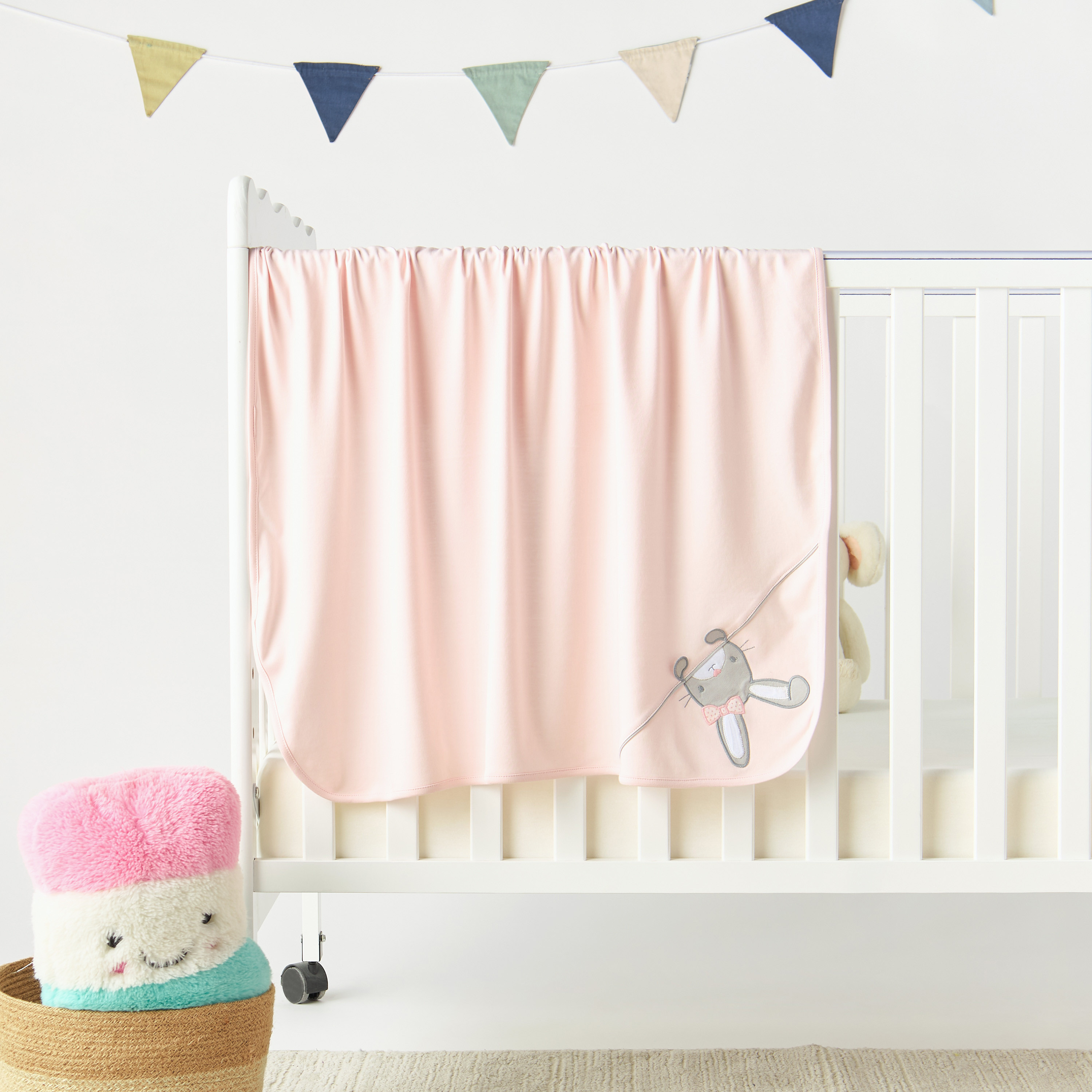 Juniors Bunny Applique Hooded Receiving Blanket - 80x80 cm-baby-nursery-blanketsandswaddles-receivingblankets-image-1