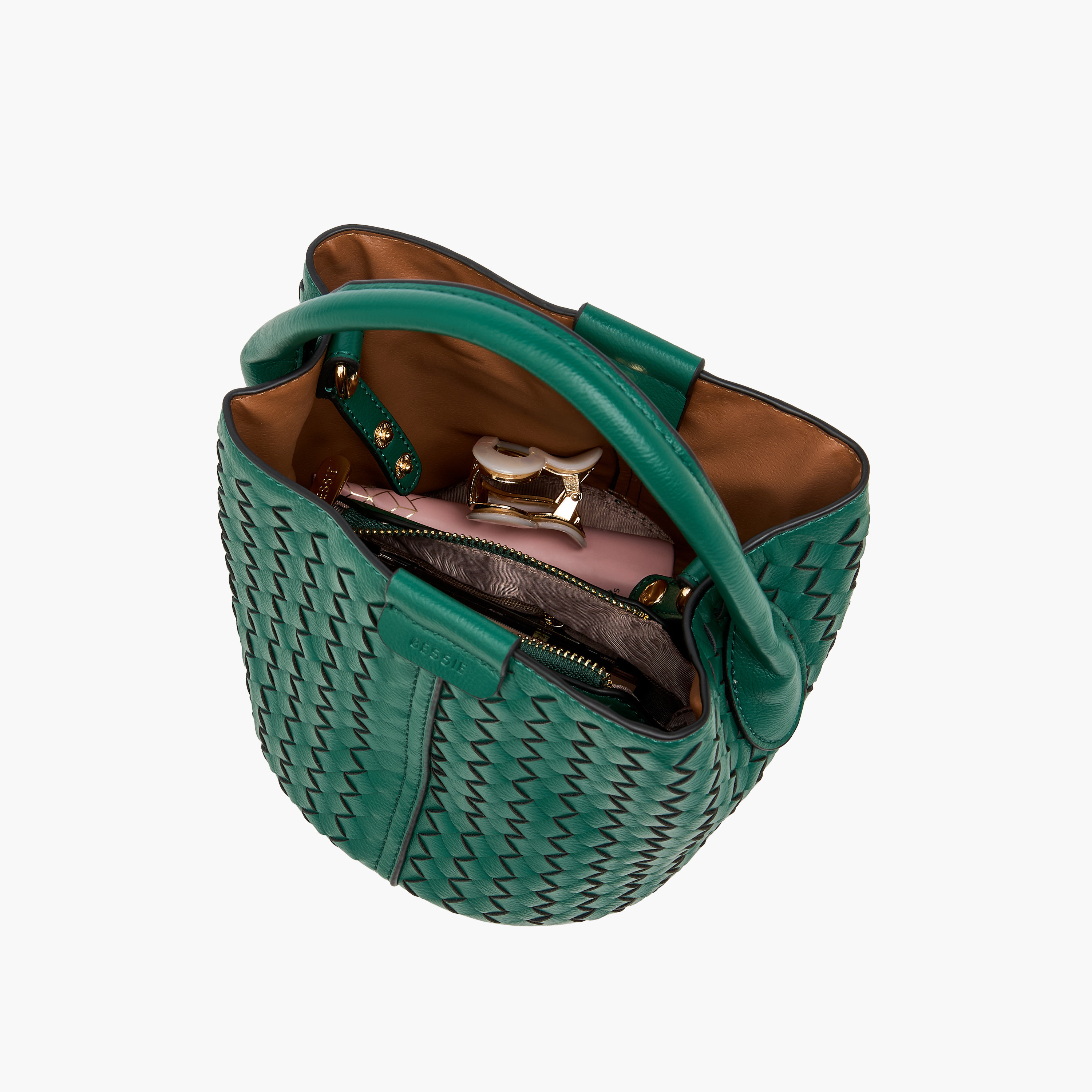 Shop Bessie London Weave Textured Bucket Bag and Crossbody