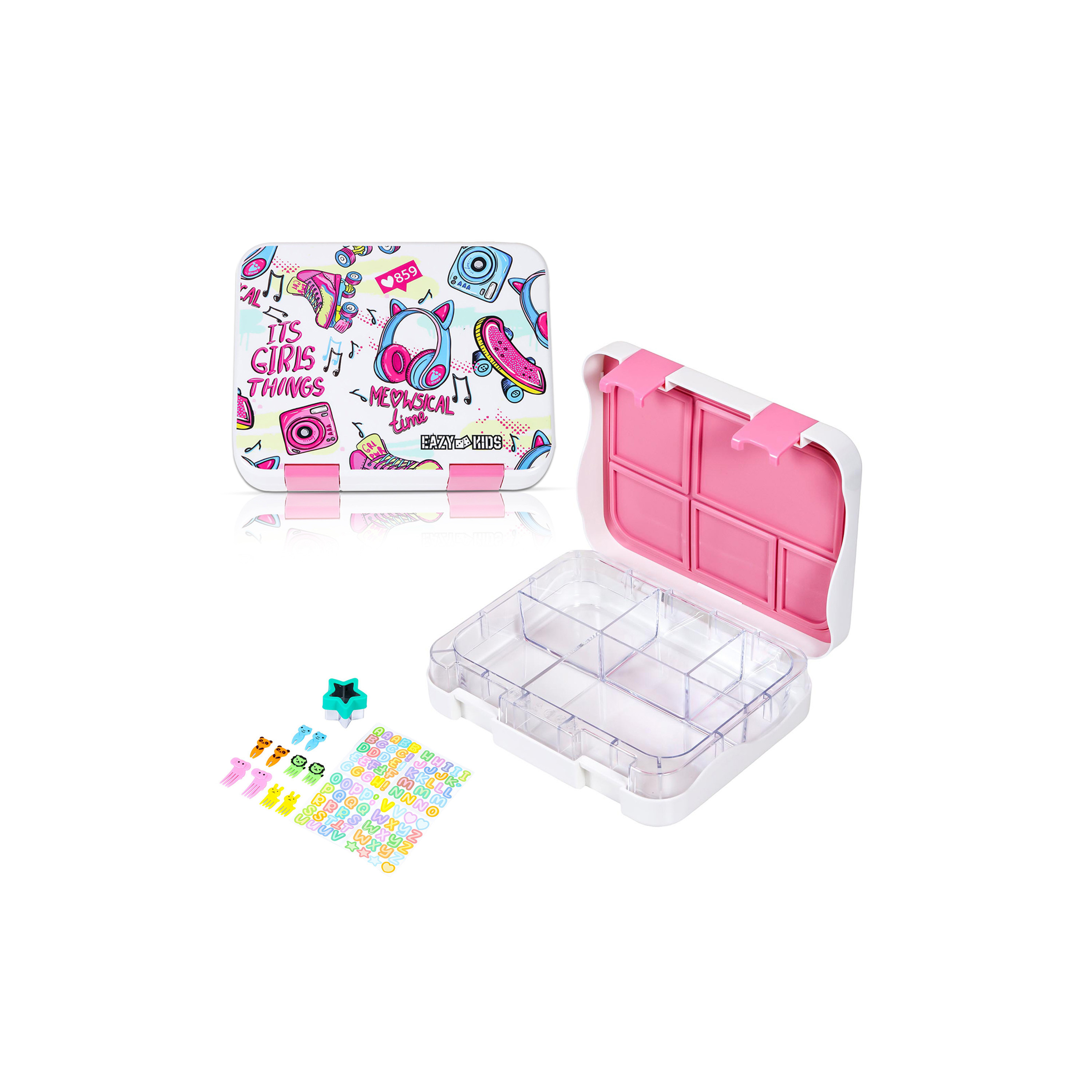 Eazy Kids 5 & 4 Convertible Bento Lunch Box with Sandwich Cutter Set - Its Girls Things - 1050 ml-school-lunchessentials-lunchboxes-image-5