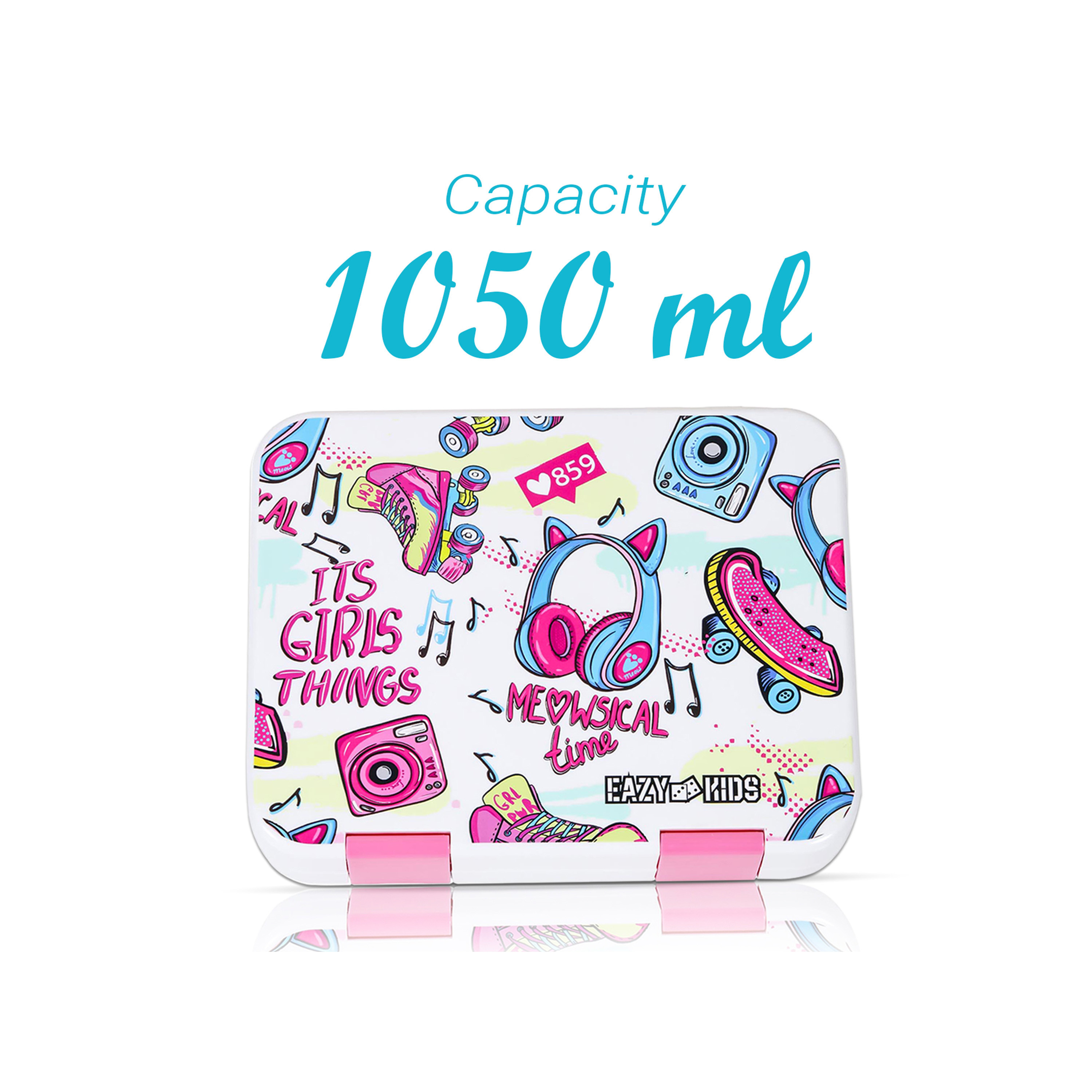 Eazy Kids 5 & 4 Convertible Bento Lunch Box with Sandwich Cutter Set - Its Girls Things - 1050 ml-school-lunchessentials-lunchboxes-image-9